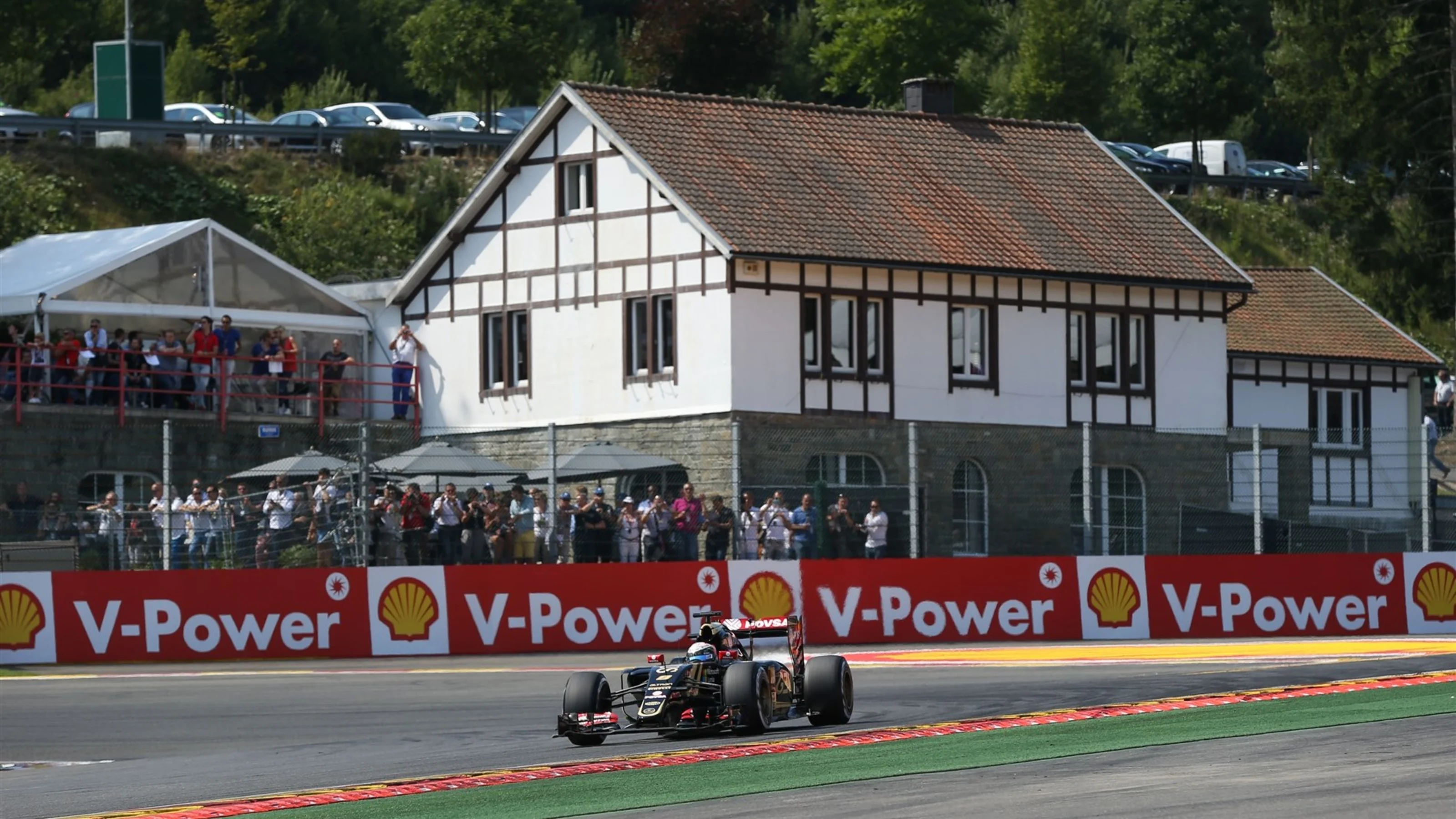 Romain Grosjean (FRA) Lotus E23 Hybrid at Formula One World Championship, Rd11, Belgian Grand Prix,