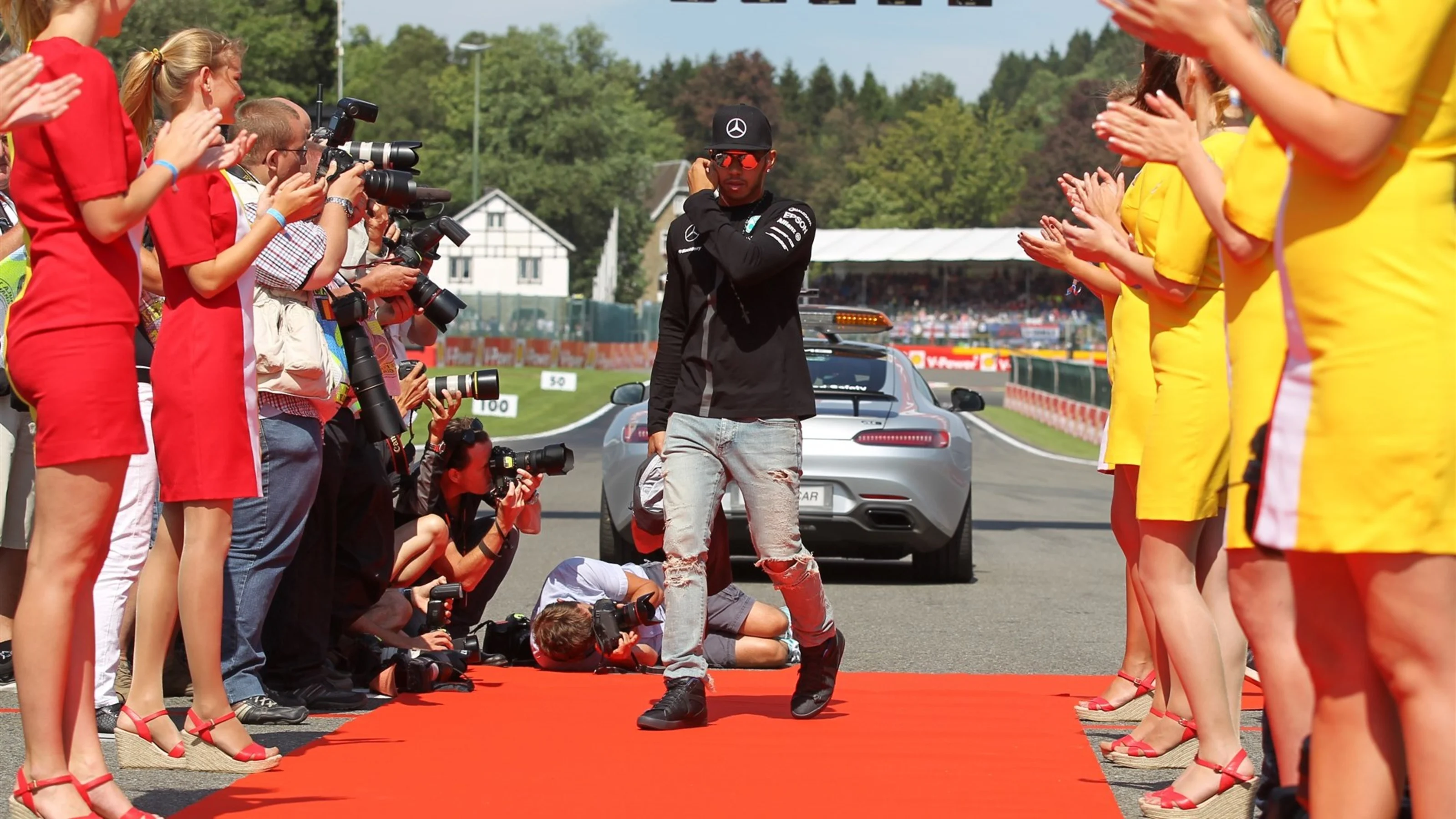 Lewis Hamilton (GBR) Mercedes AMG F1 at the drivers parade at Formula One World Championship, Rd11,