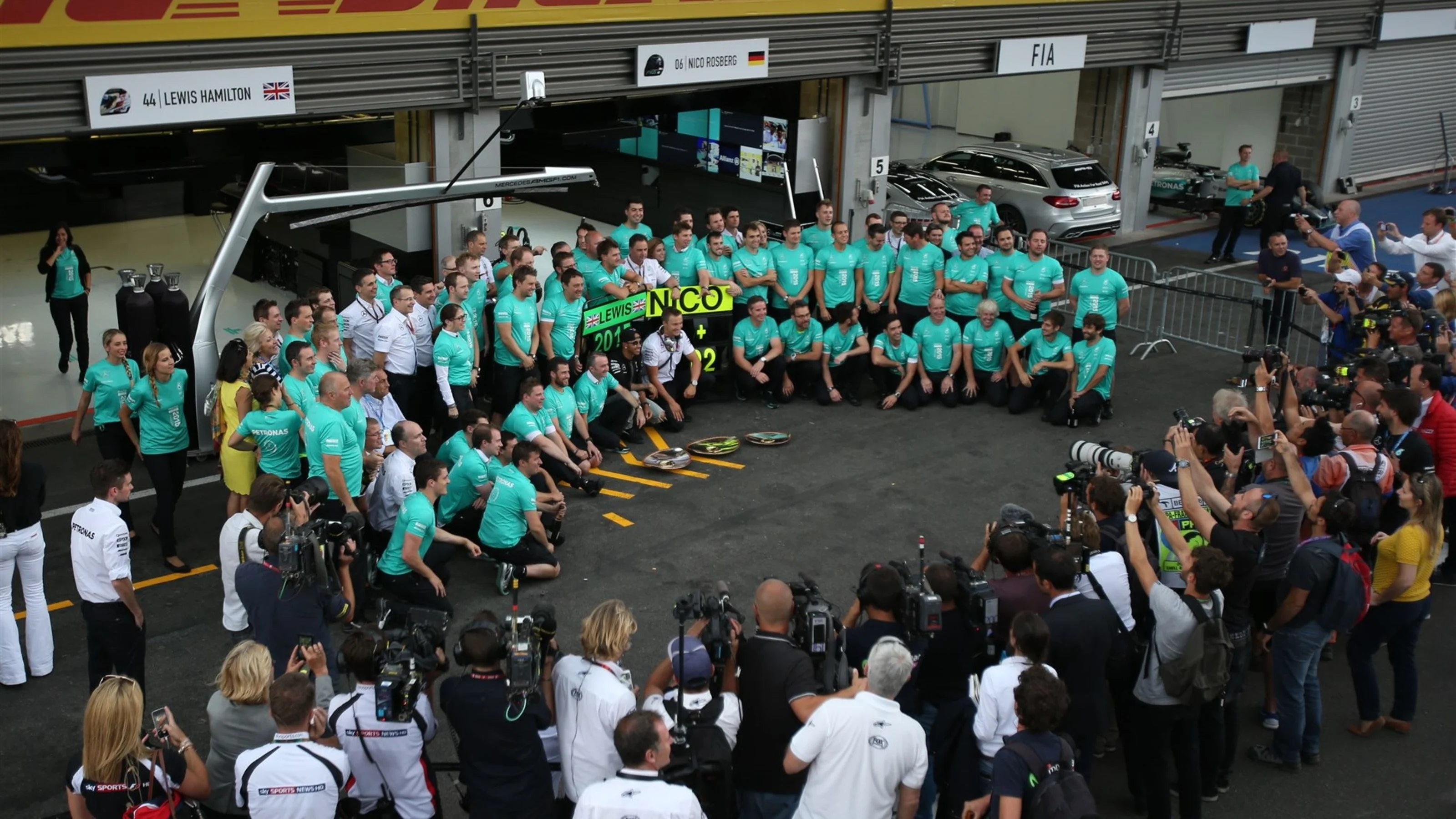 Mercedes AMG F1 Team celebration at Formula One World Championship, Rd11, Belgian Grand Prix, Race,