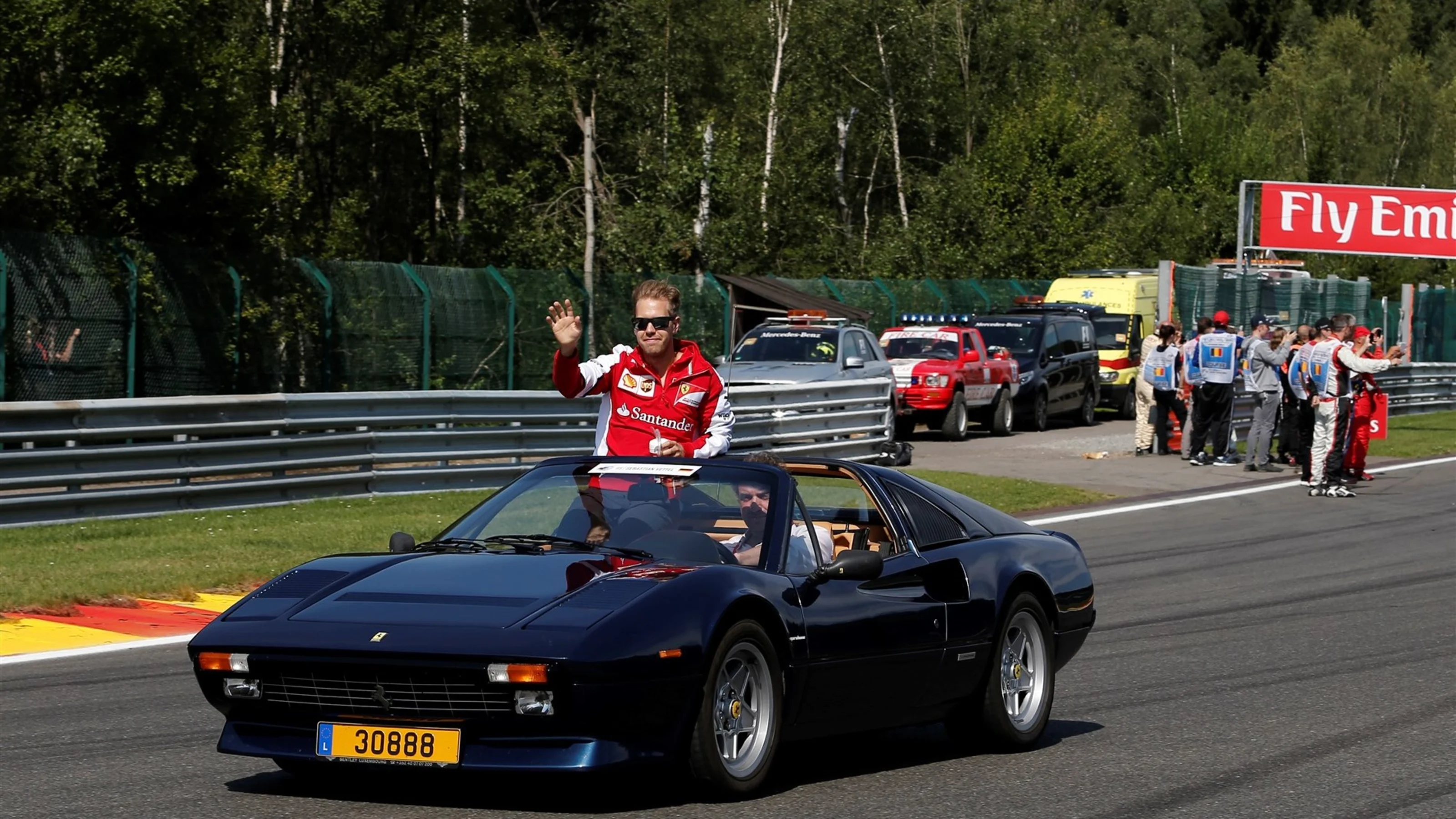 Sebastian Vettel (GER) Ferrari in a Ferrari 308 GTS on the drivers parade at Formula One World