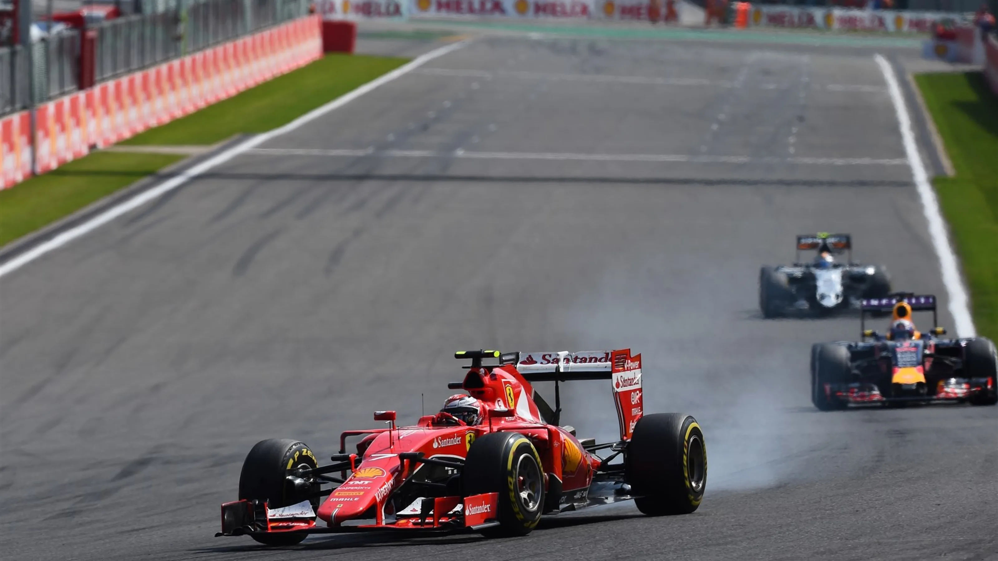 Kimi Raikkonen (FIN) Ferrari SF15-T locks up at Formula One World Championship, Rd11, Belgian Grand