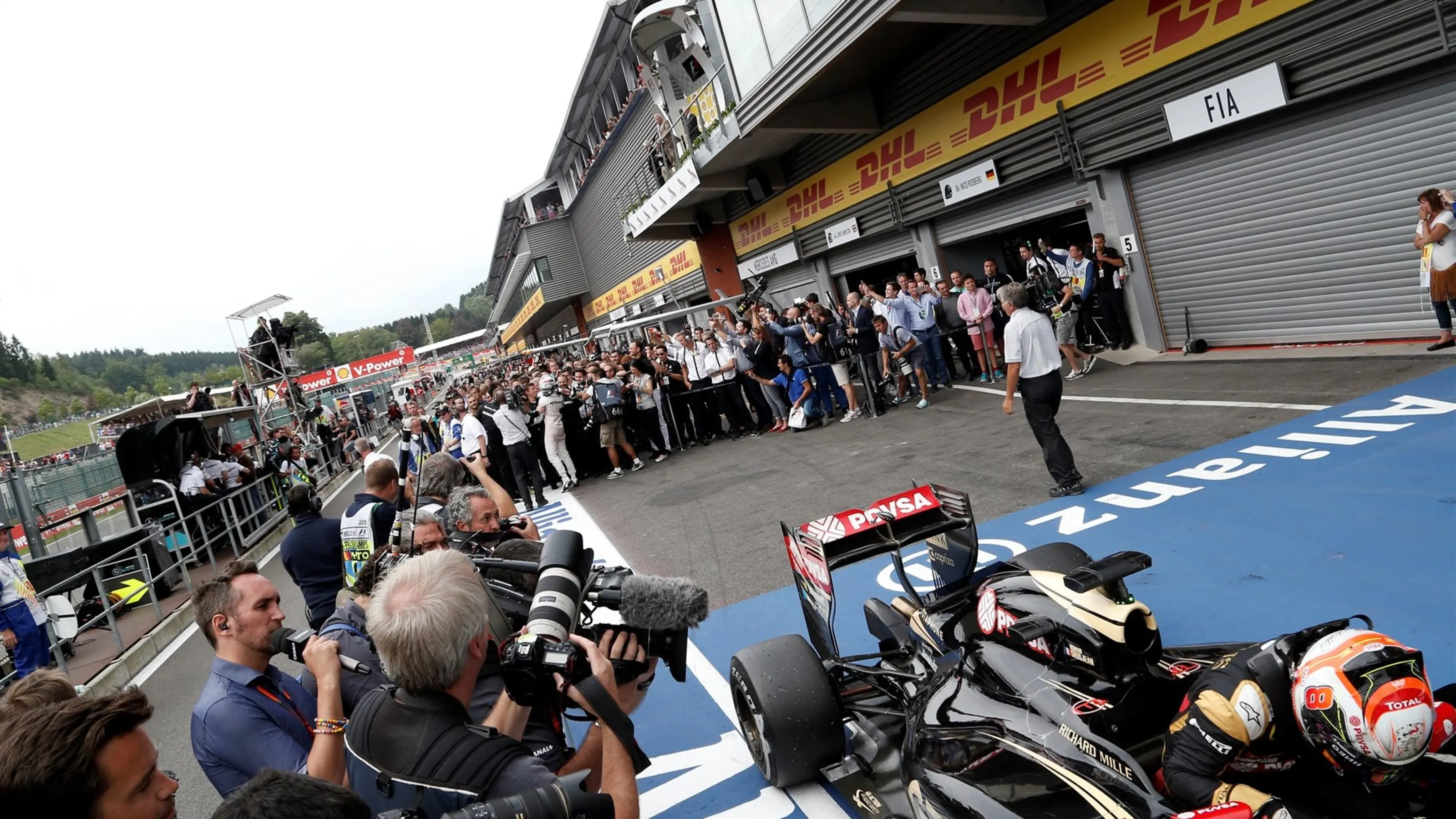 Parc ferme celebrations at Formula One World Championship, Rd11, Belgian Grand Prix, Race, Spa
