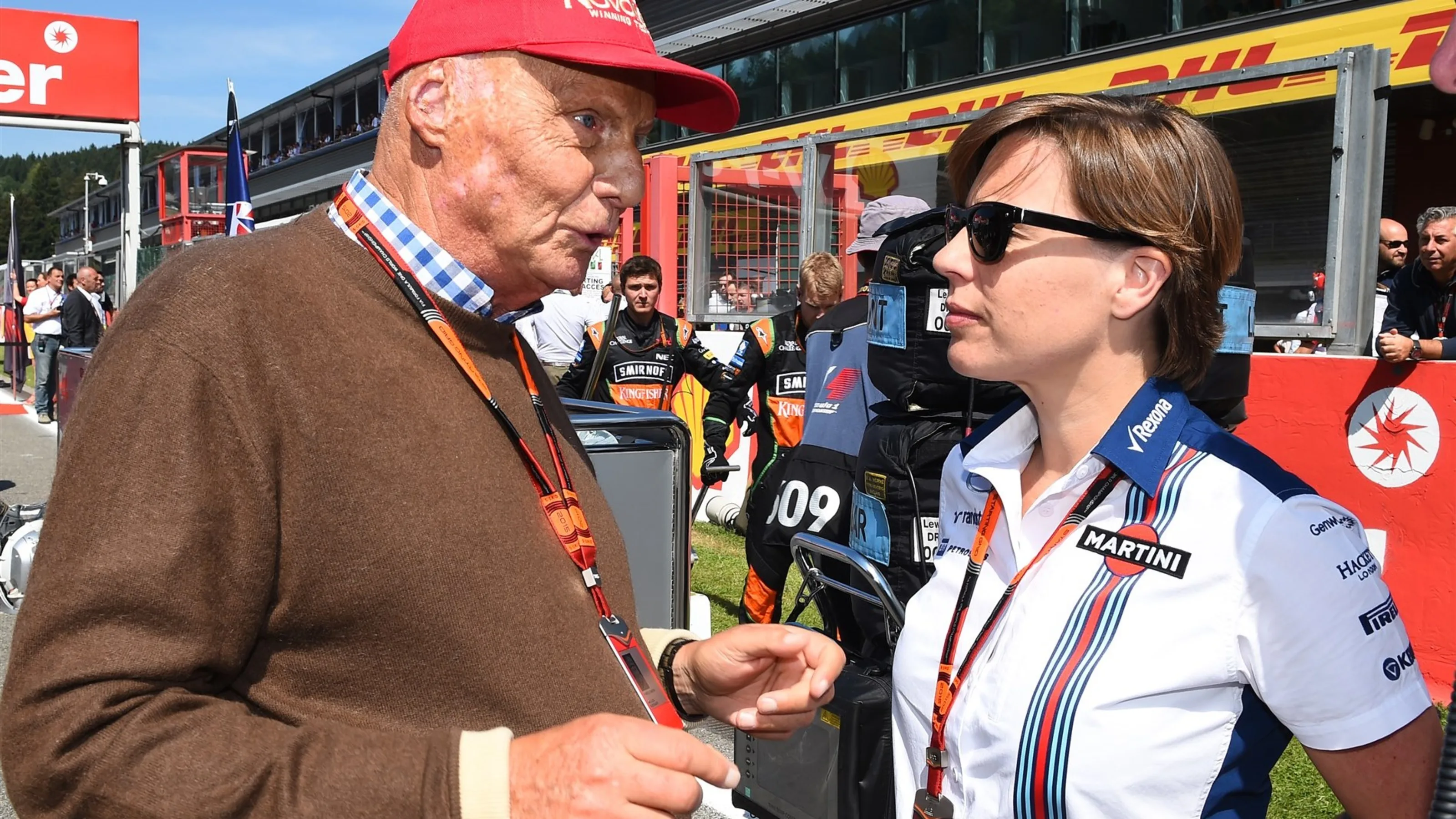 Niki Lauda (AUT) Mercedes AMG F1 Non-Executive Chairman and Claire Williams (GBR) Williams Deputy