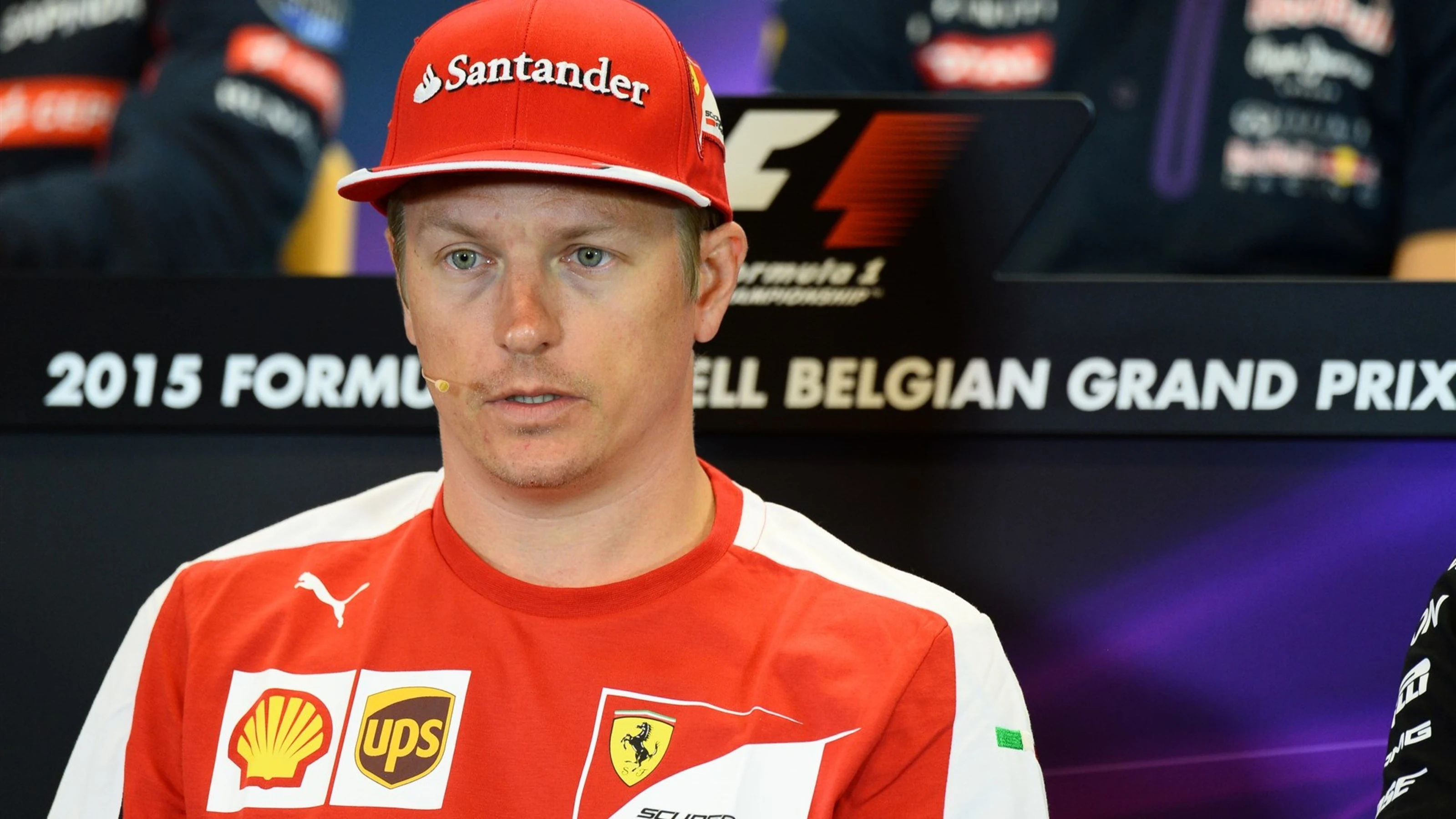 Kimi Raikkonen (FIN) Ferrari in the Press Conference at Formula One World Championship, Rd11,