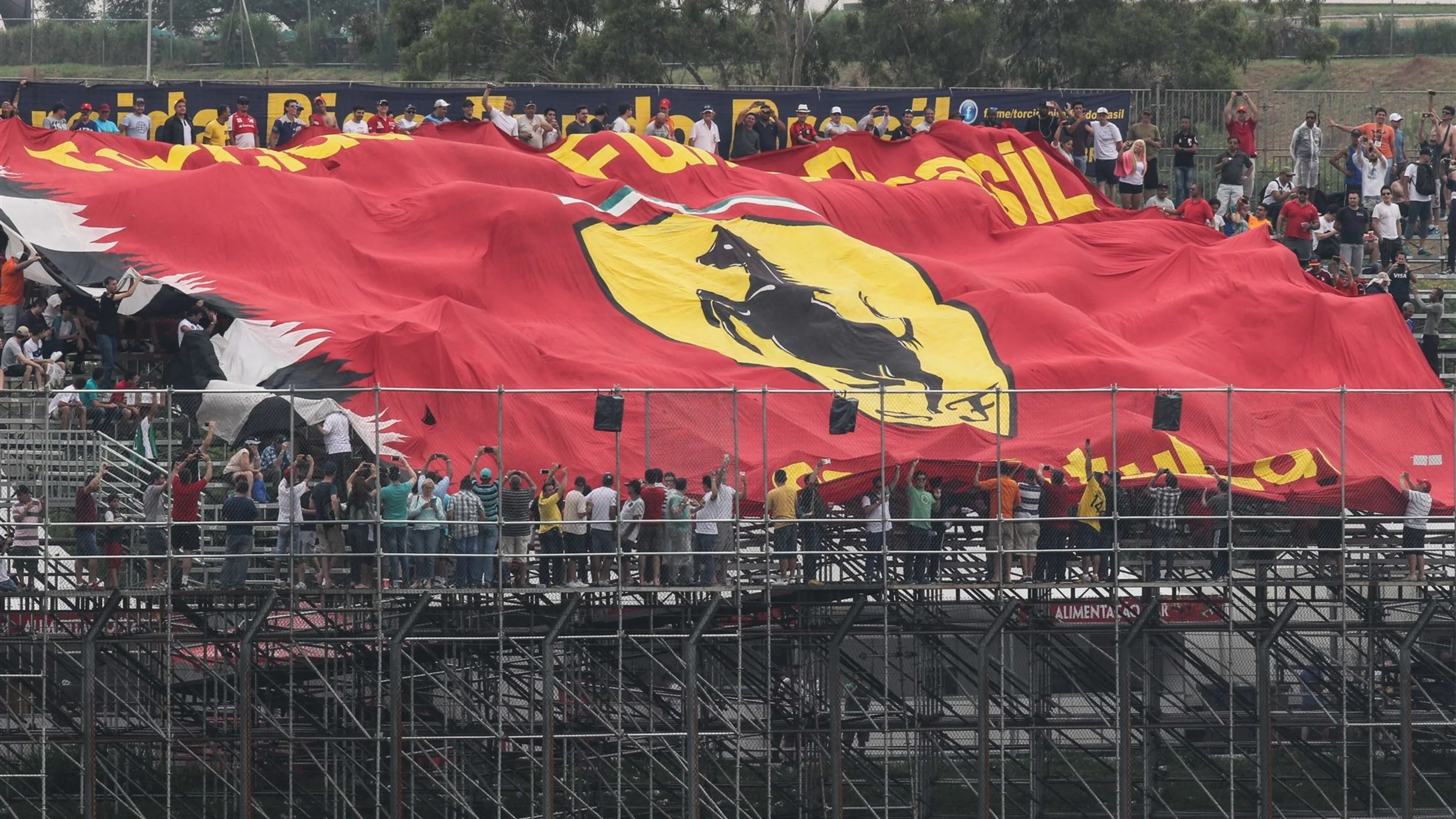 Ferrari Fans and Flag at Formula One World Championship, Rd18, Brazilian Grand Prix, Practice,