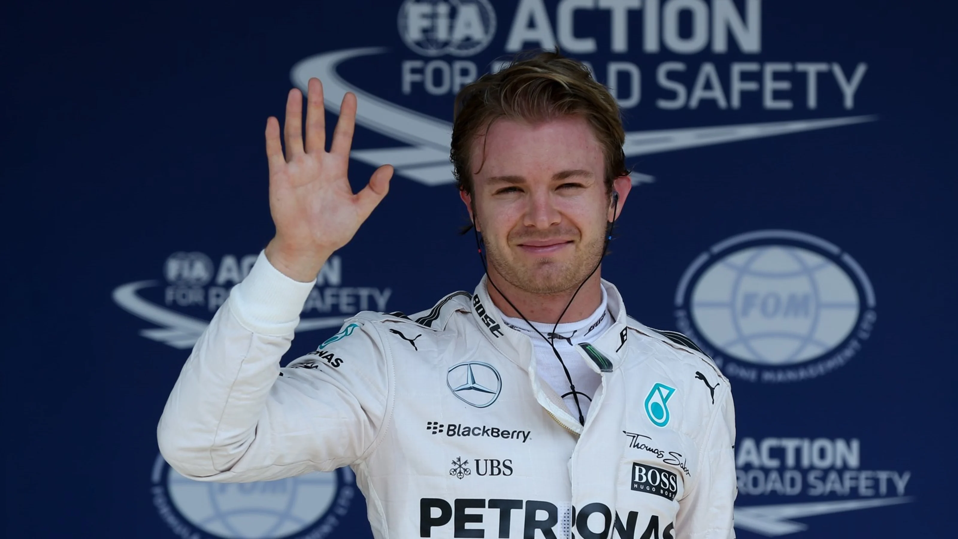 Pole sitter Nico Rosberg (GER) Mercedes AMG F1 celebrates in parc ferme at Formula One World