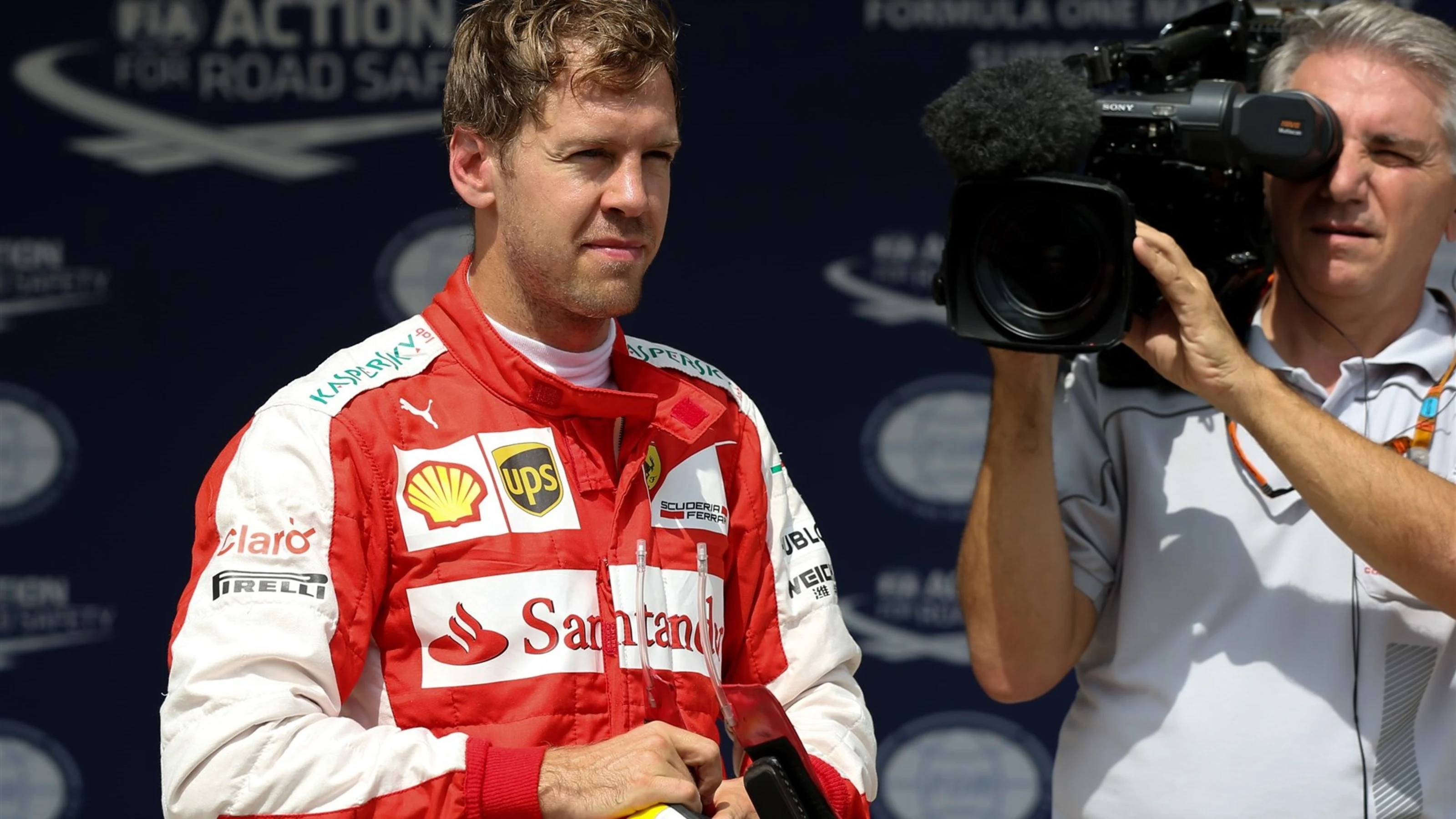 Sebastian Vettel (GER) Ferrari celebrates in parc ferme at Formula One World Championship, Rd18,