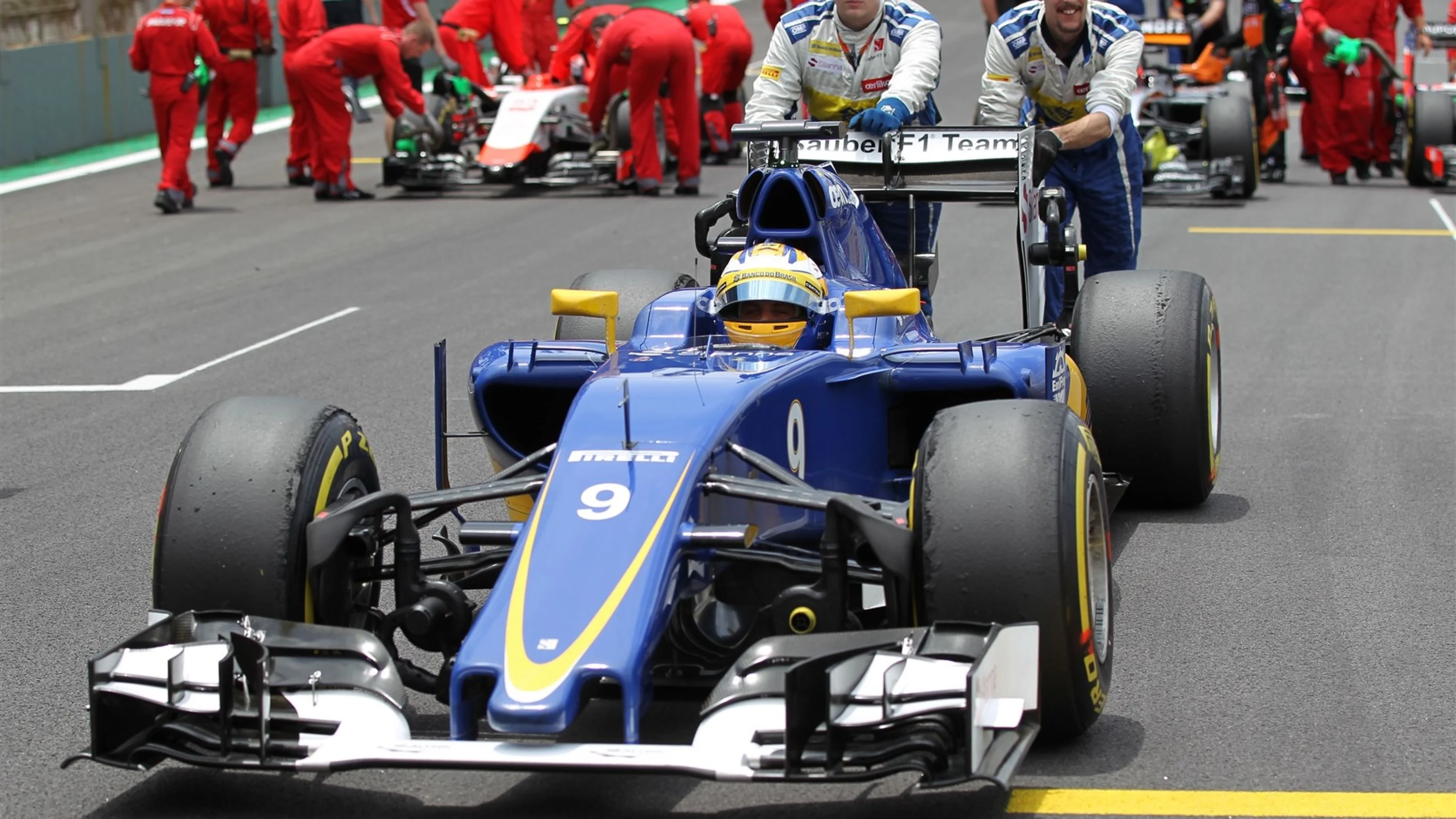 Marcus Ericsson (SWE) Sauber C34 on the grid at Formula One World Championship, Rd18, Brazilian
