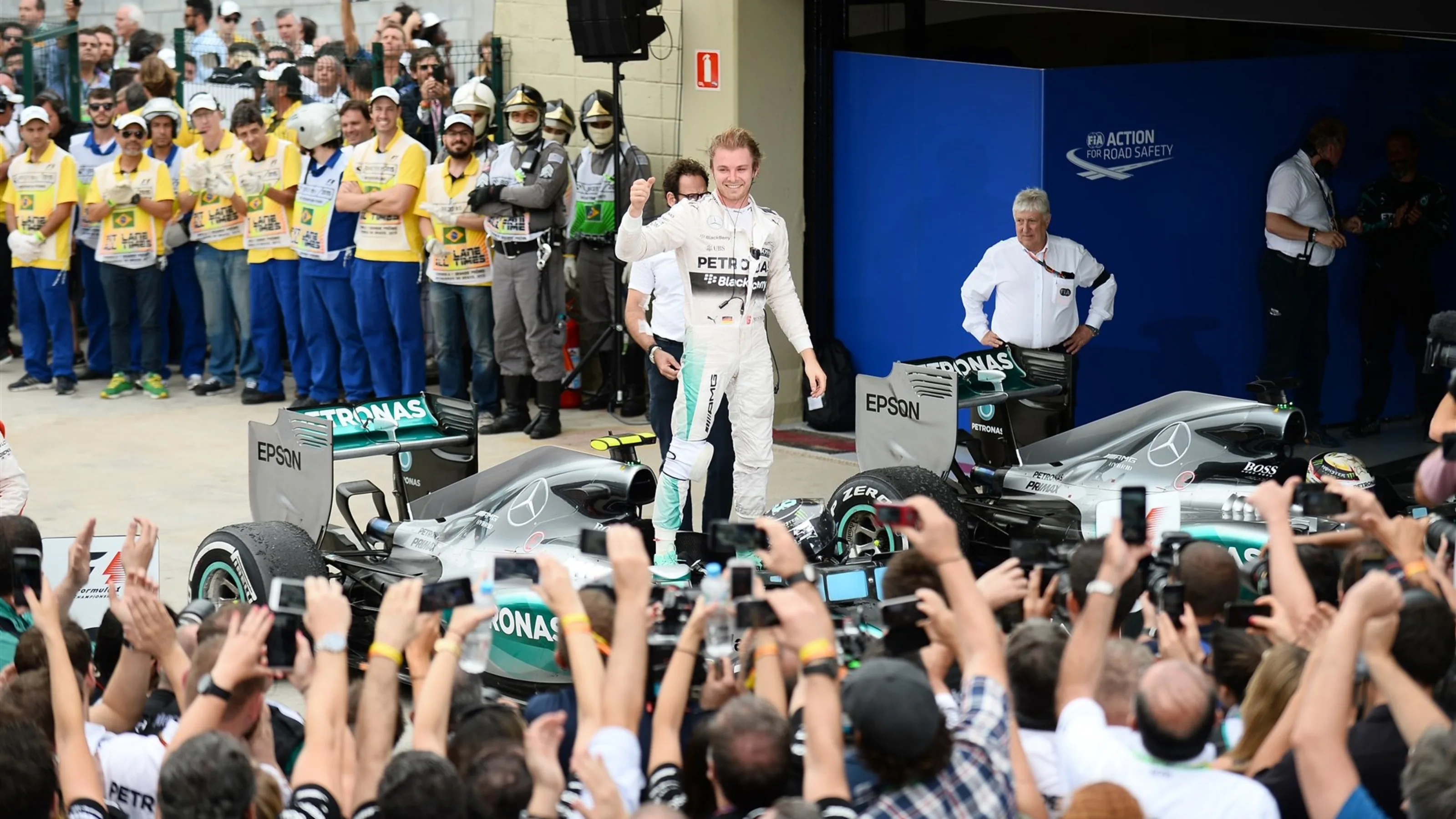 Race winner Nico Rosberg (GER) Mercedes AMG F1 celebrates in parc ferme at Formula One World
