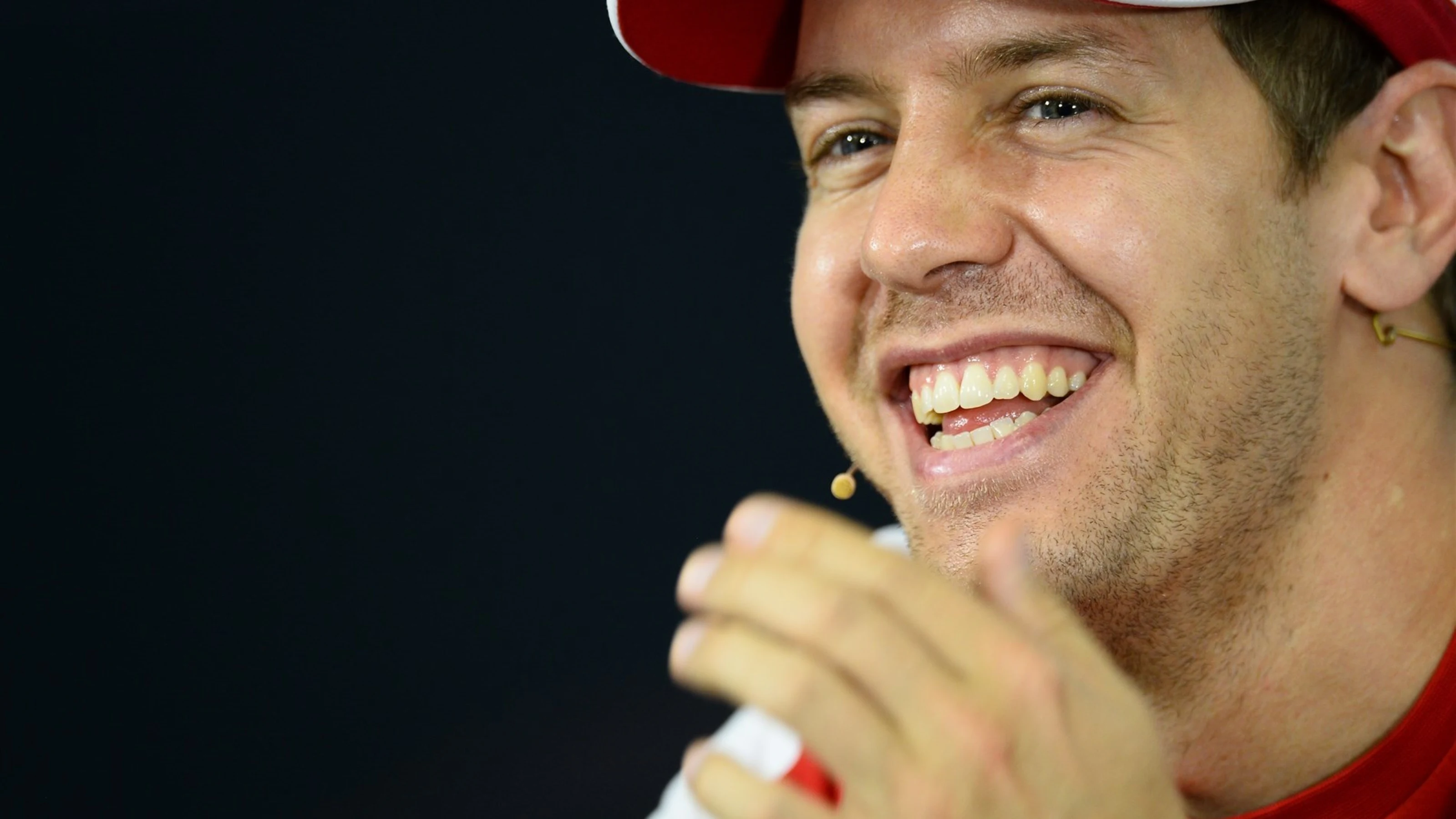 Sebastian Vettel (GER) Ferrari in the press conference at Formula One World Championship, Rd18,