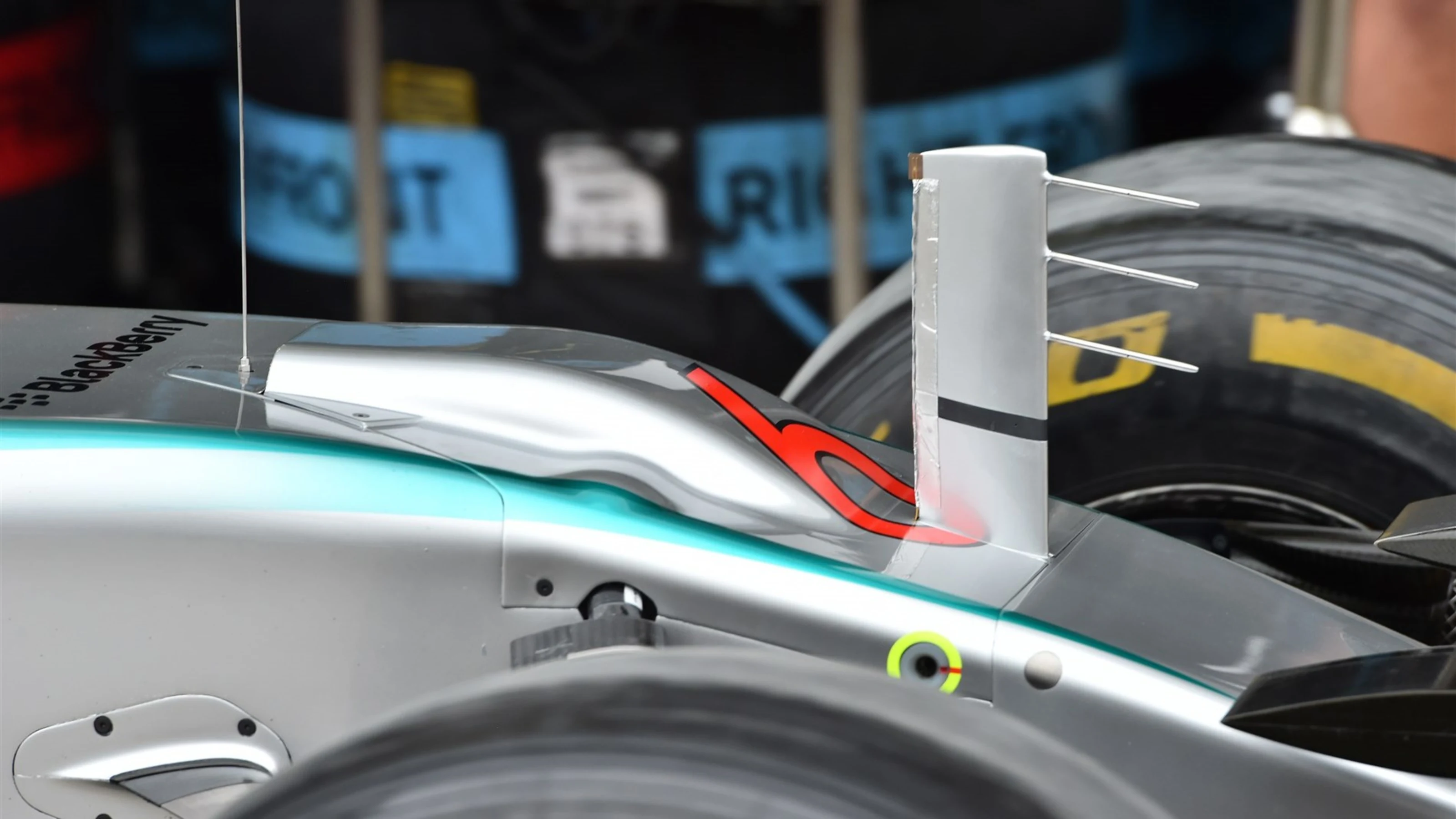 Mercedes AMG F1 W06 nose detail at Formula One World Championship, Rd18, Brazilian Grand Prix,