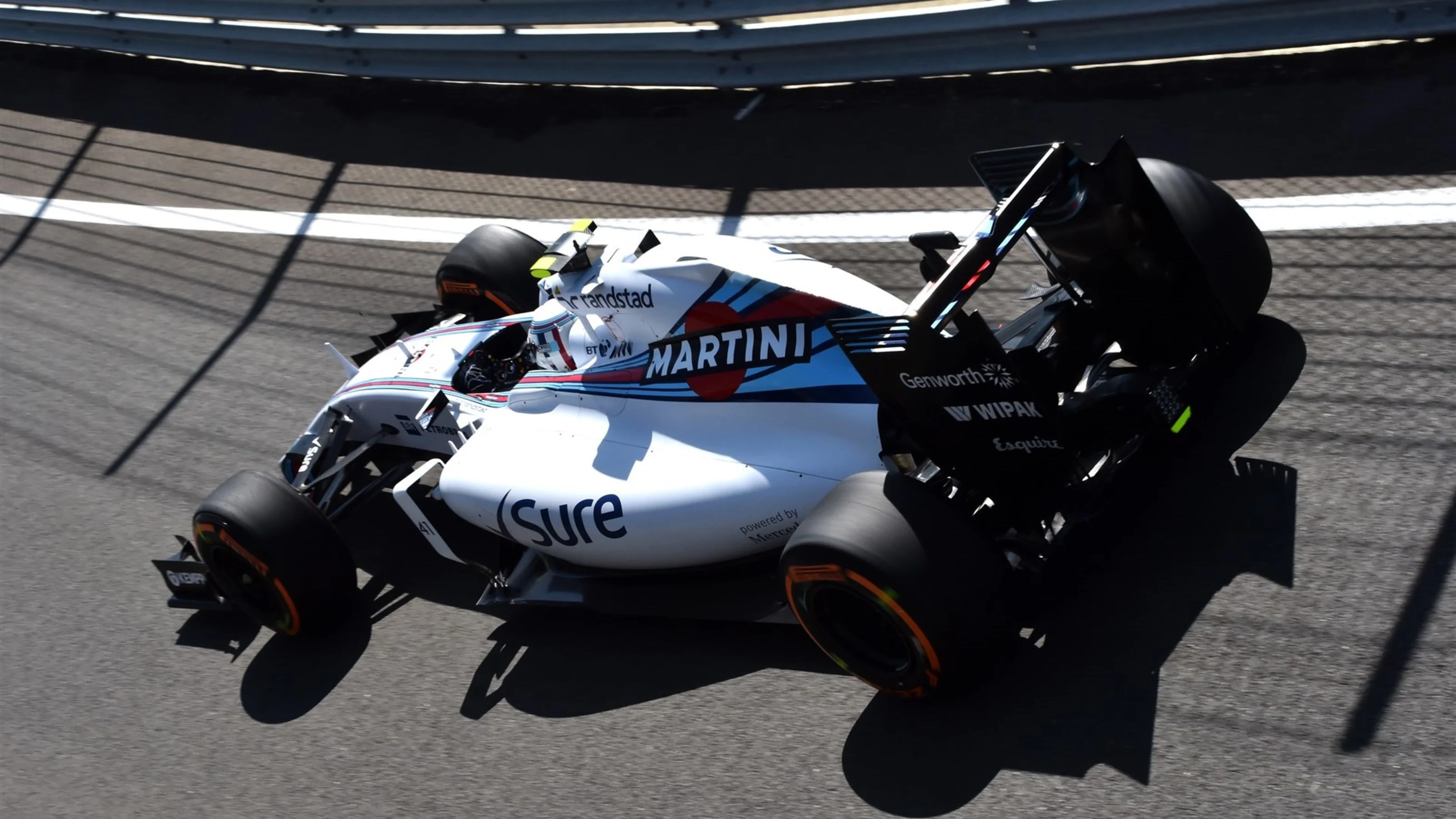 Susie Wolff (GBR) Williams Test and Development Driver leaves the pit lane exit at Formula One