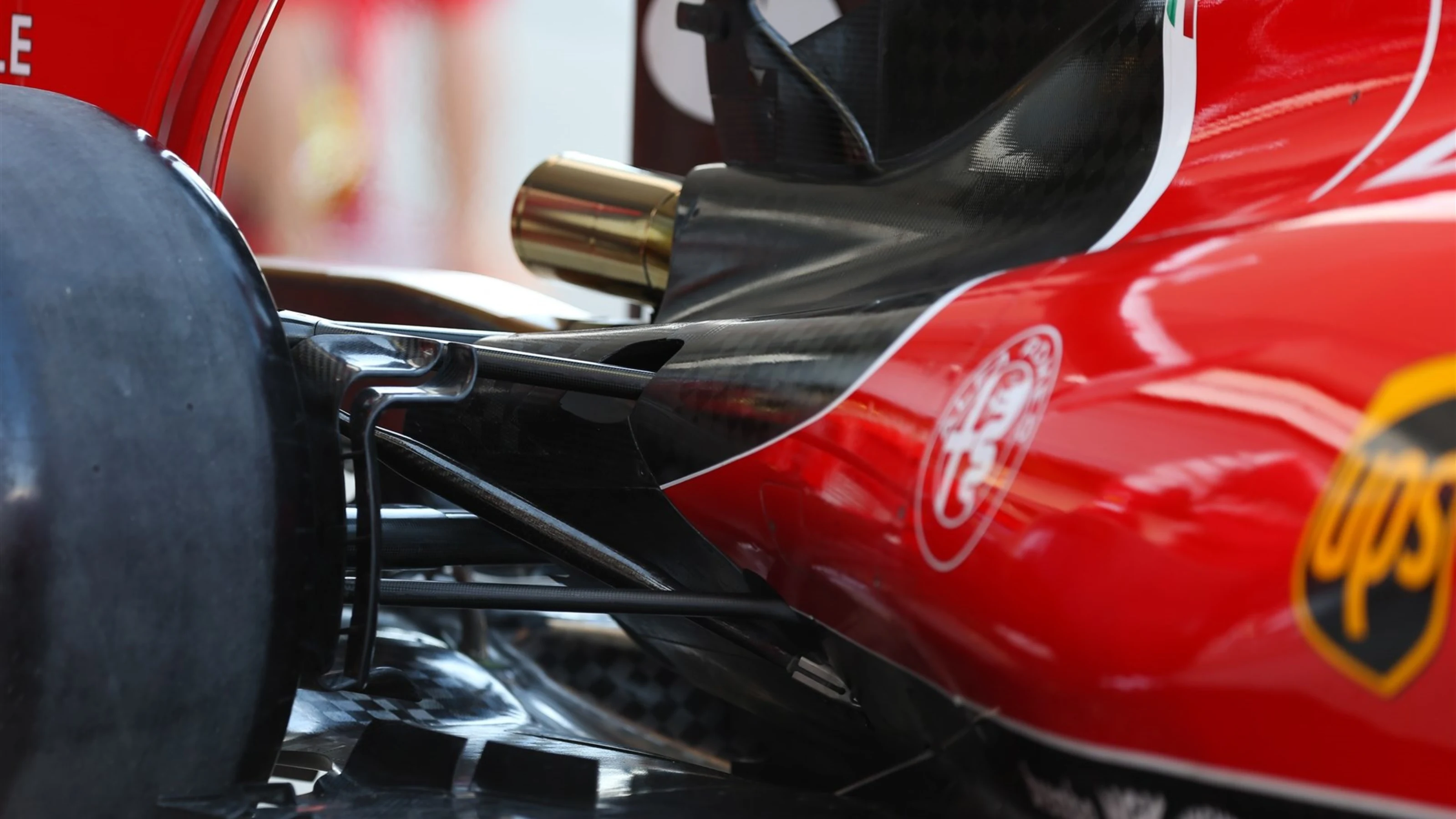 Ferrari SF15-T exhaust detail at Formula One World Championship, Rd9, British Grand Prix, Practice,