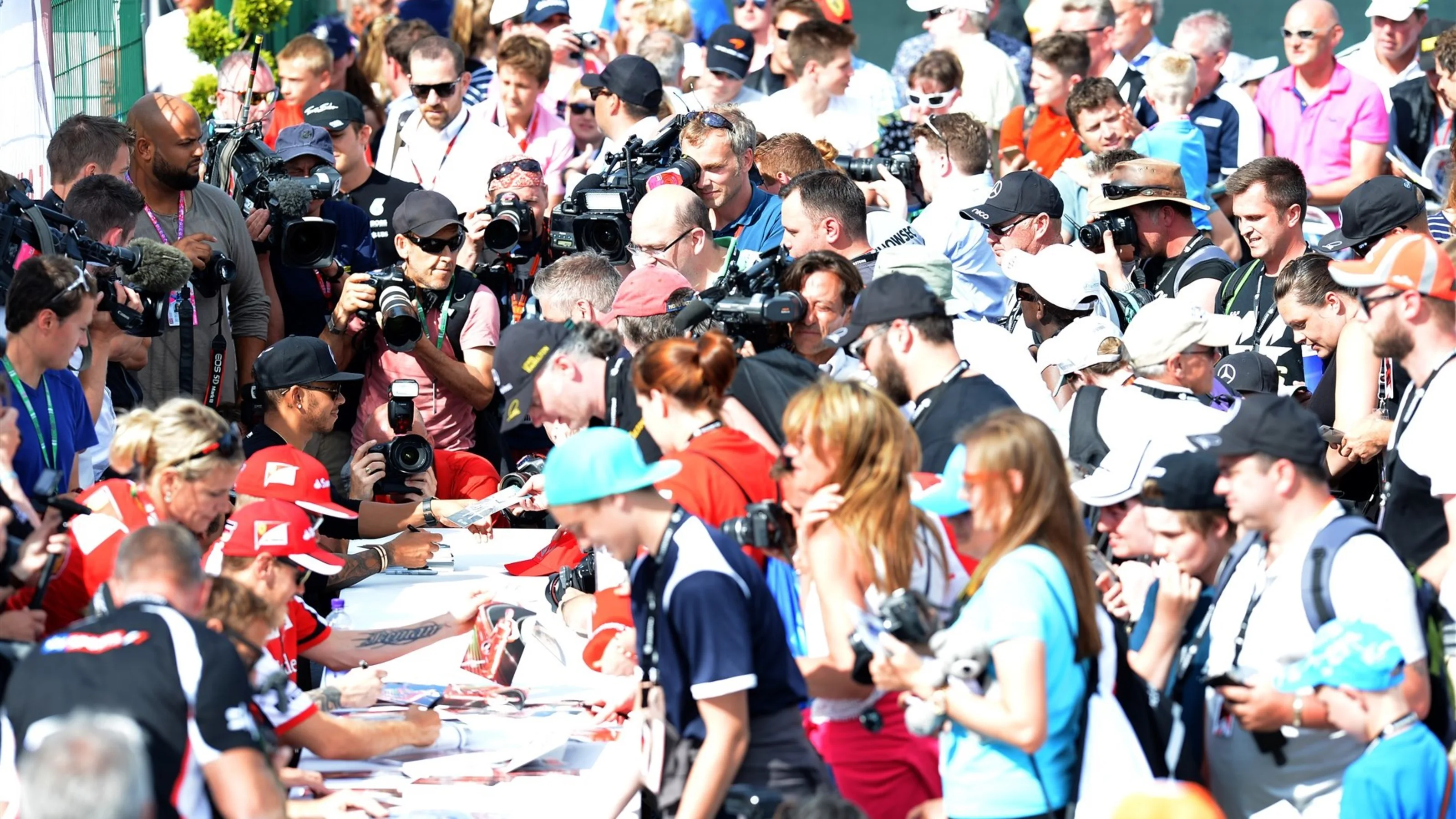 Lewis Hamilton (GBR) Mercedes AMG F1 at the autograph session for the fans at Formula One World