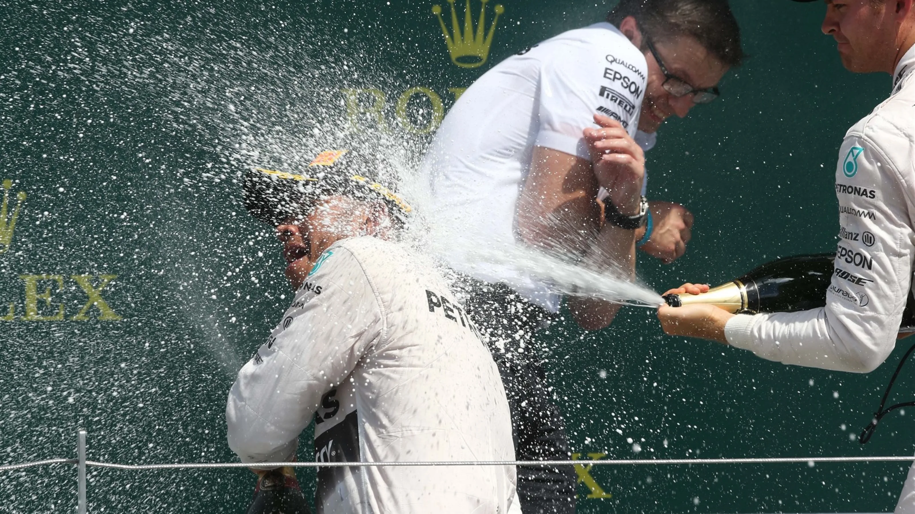 Race winner Lewis Hamilton (GBR) Mercedes AMG F1 and 2nd places Nico Rosberg (GER) Mercedes AMG F1