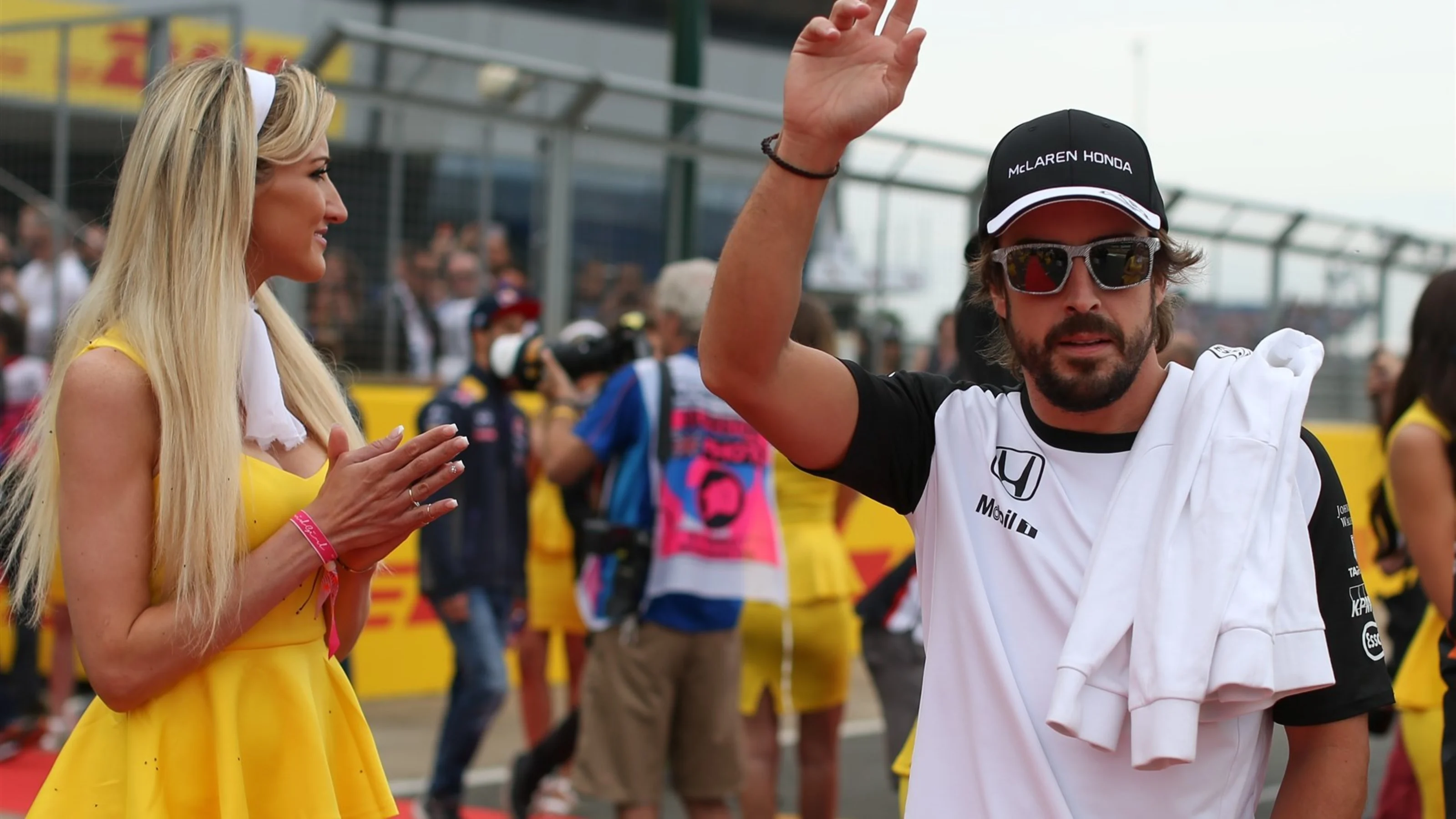 Fernando Alonso (ESP) McLaren at the drivers parade at Formula One World Championship, Rd9, British
