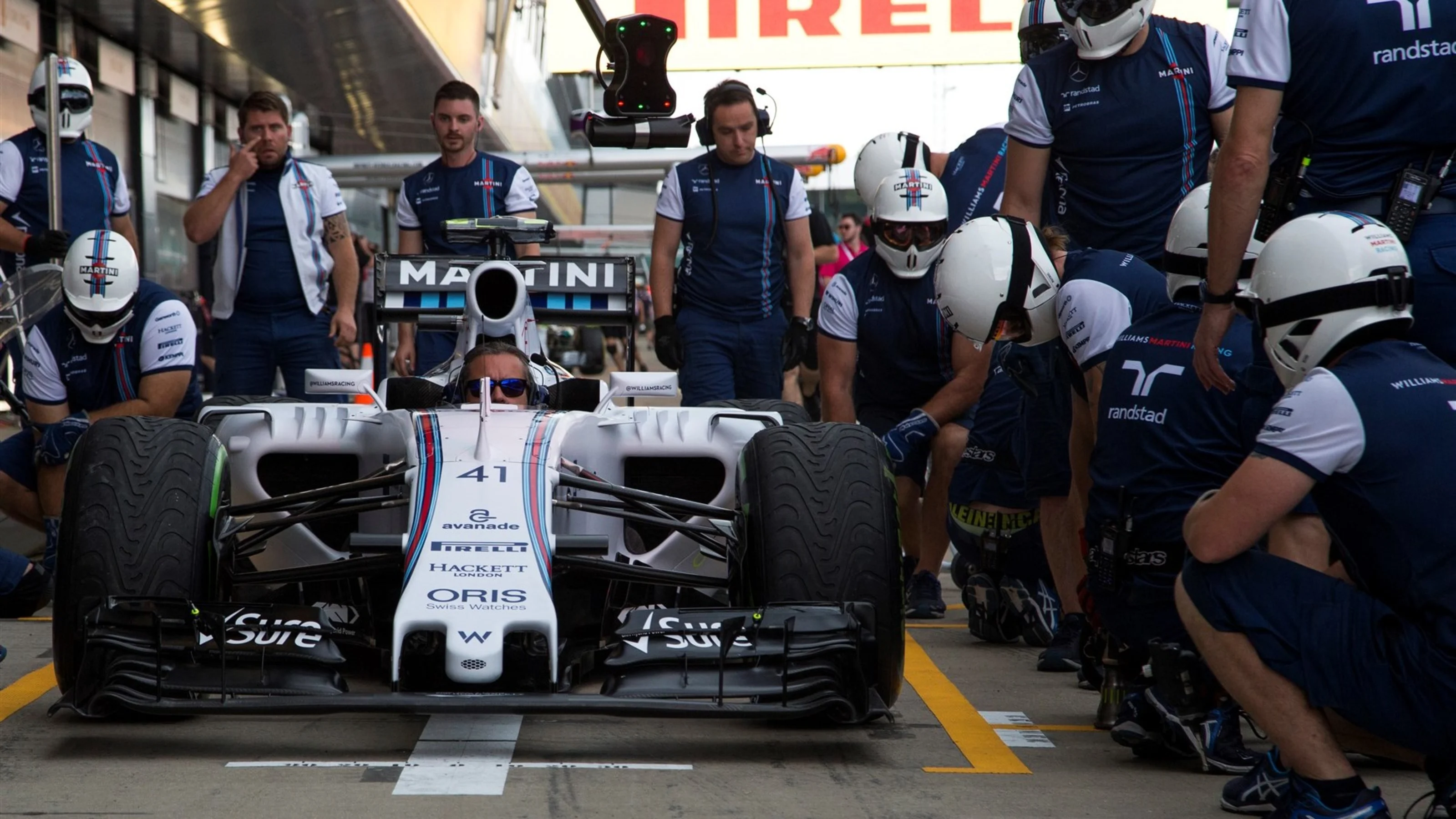 Williams pit stop practice at Formula One World Championship, Rd9, British Grand Prix,