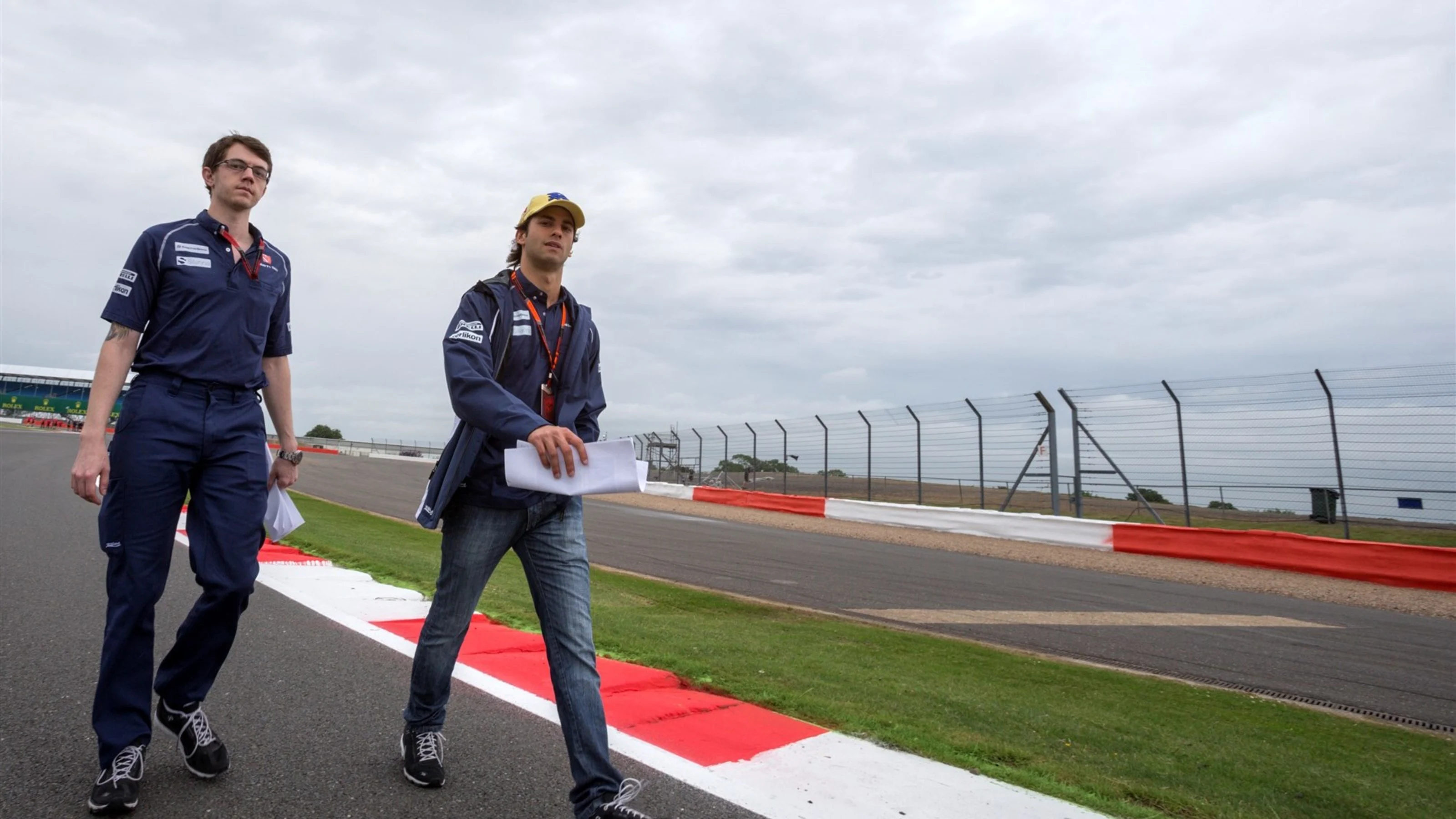 Felipe Nasr (BRA) Sauber C34 walks the track at Formula One World Championship, Rd9, British Grand