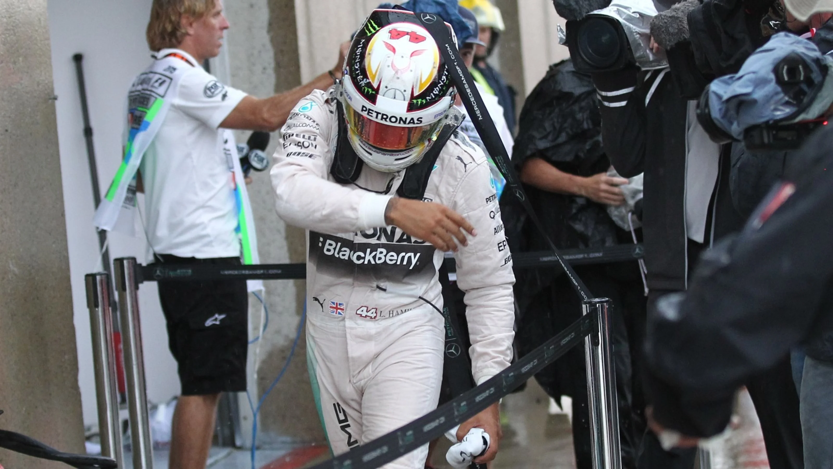 Lewis Hamilton (GBR) Mercedes AMG F1 after crashing in FP2 at Formula One World Championship, Rd7,