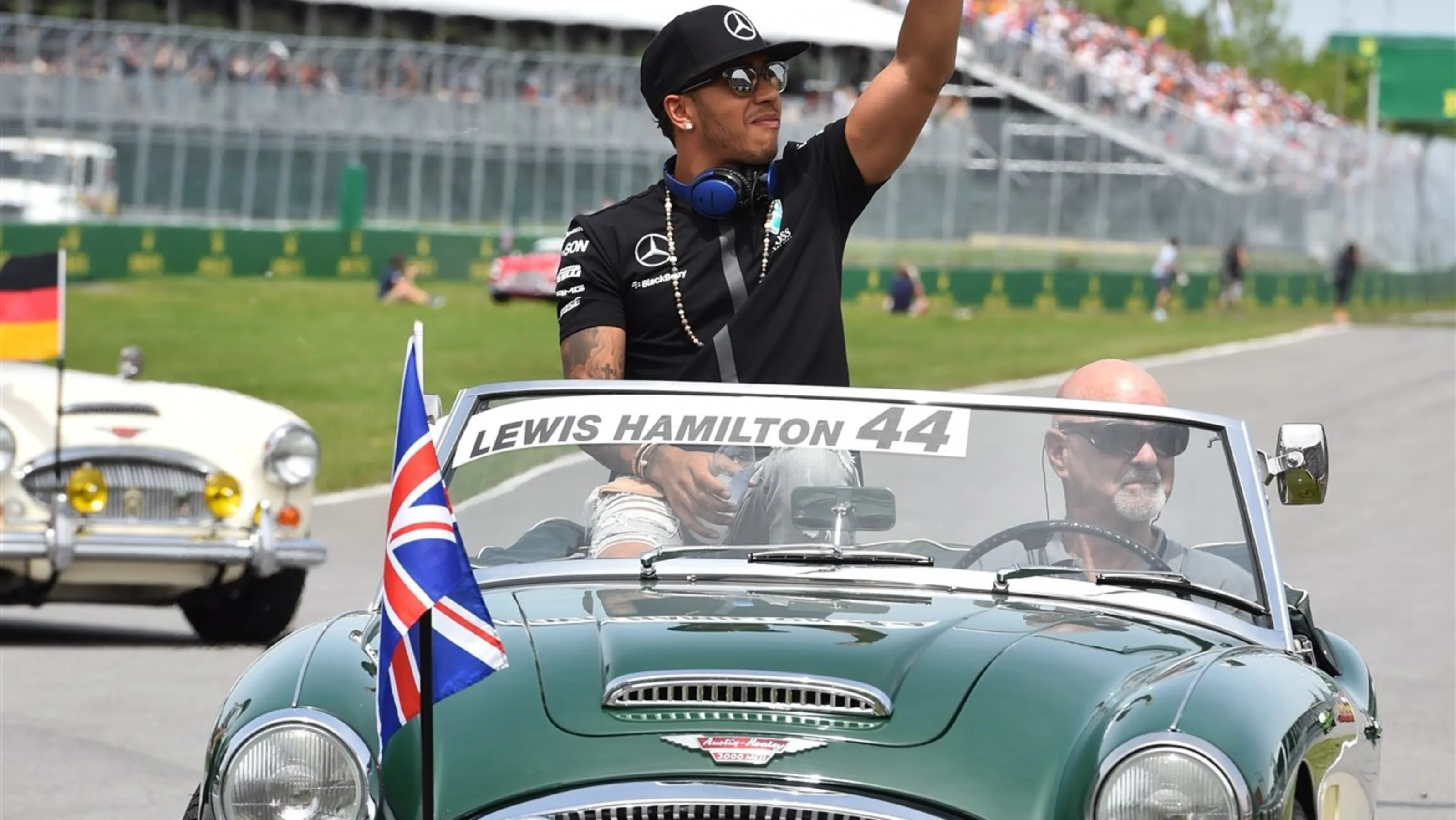 Lewis Hamilton (GBR) Mercedes AMG F1 on the drivers parade at Formula One World Championship, Rd7,