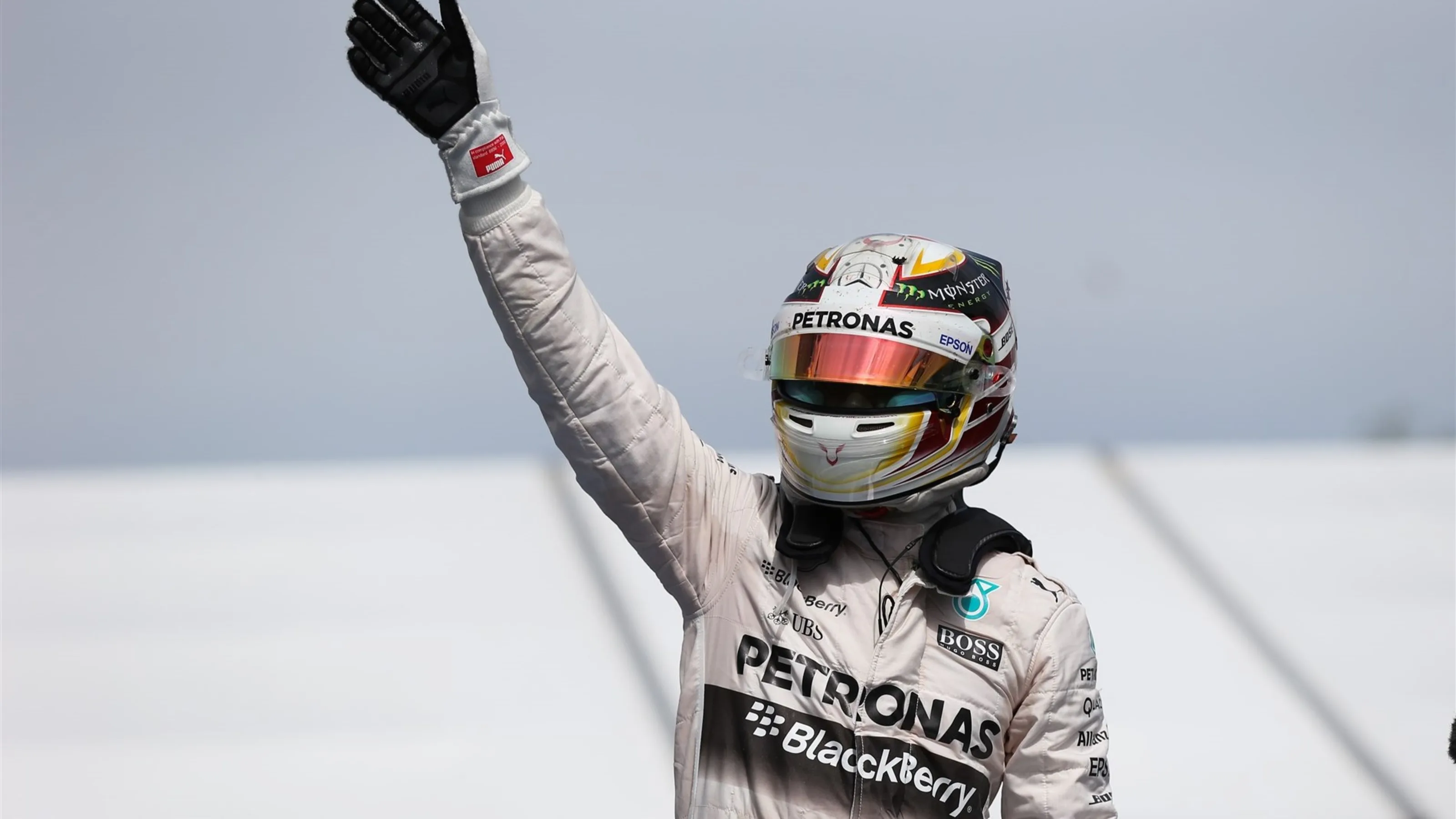 Race winner Lewis Hamilton (GBR) Mercedes AMG F1 celebrates in parc ferme at Formula One World