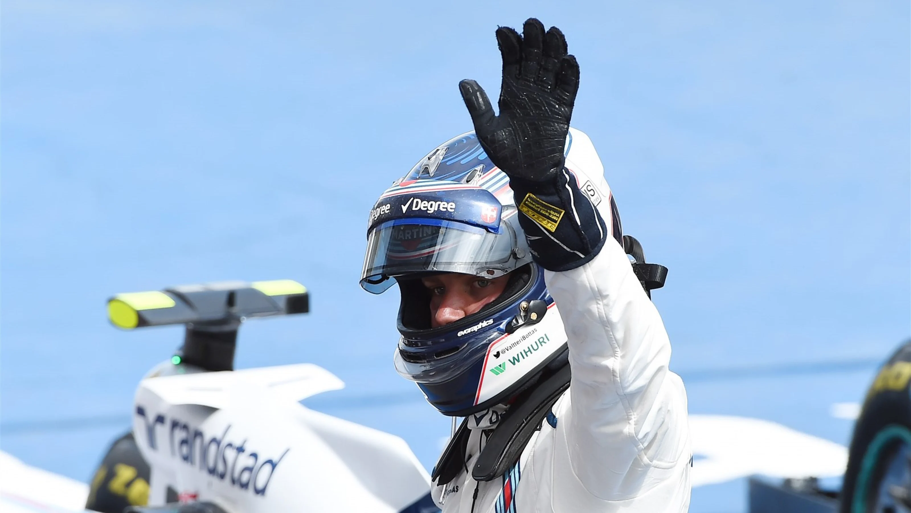 Valtteri Bottas (FIN) Williams celebrates in parc ferme at Formula One World Championship, Rd7,