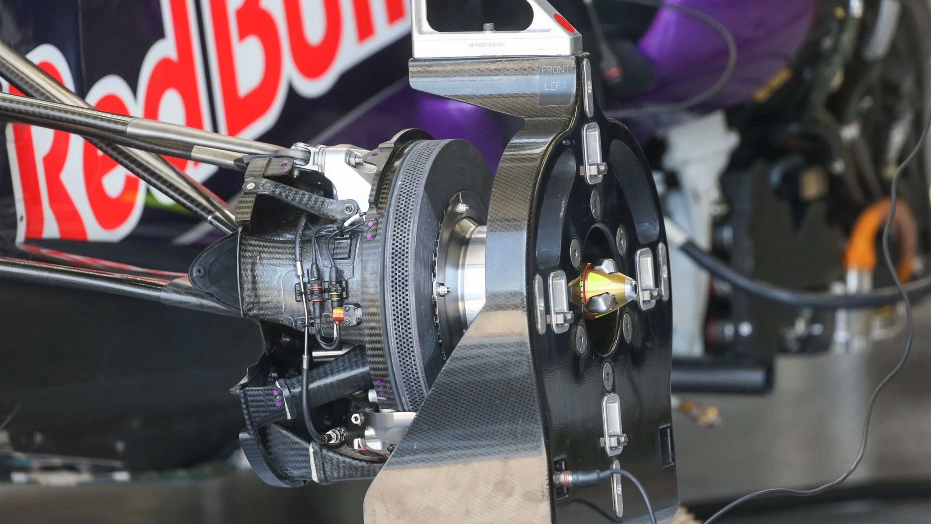 Red Bull Racing RB11 front wheel hub detail at Formula One World Championship, Rd7, Canadian Grand