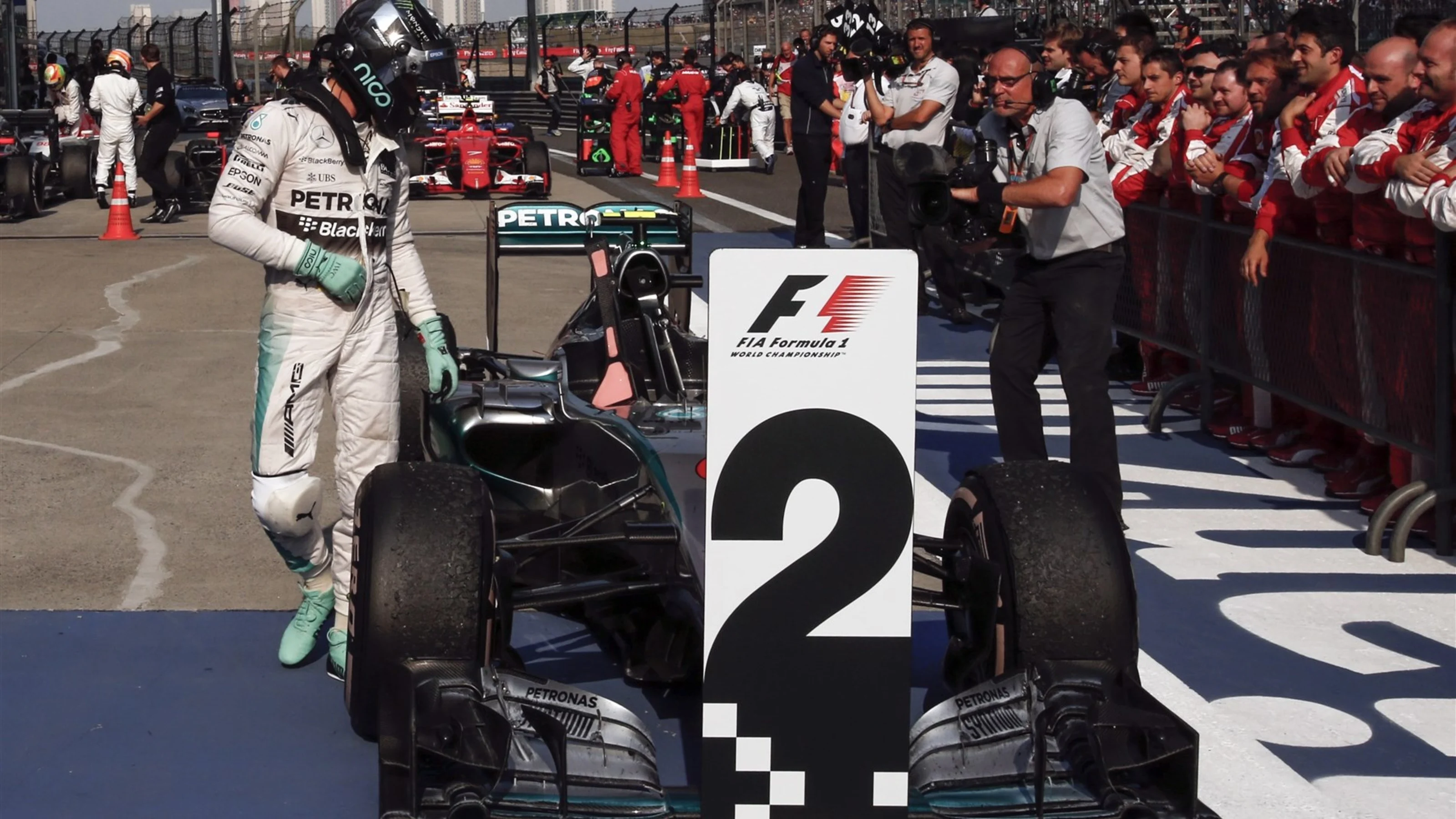 Nico Rosberg (GER) Mercedes AMG F1 W06 in parc ferme at Formula One World Championship, Rd3,