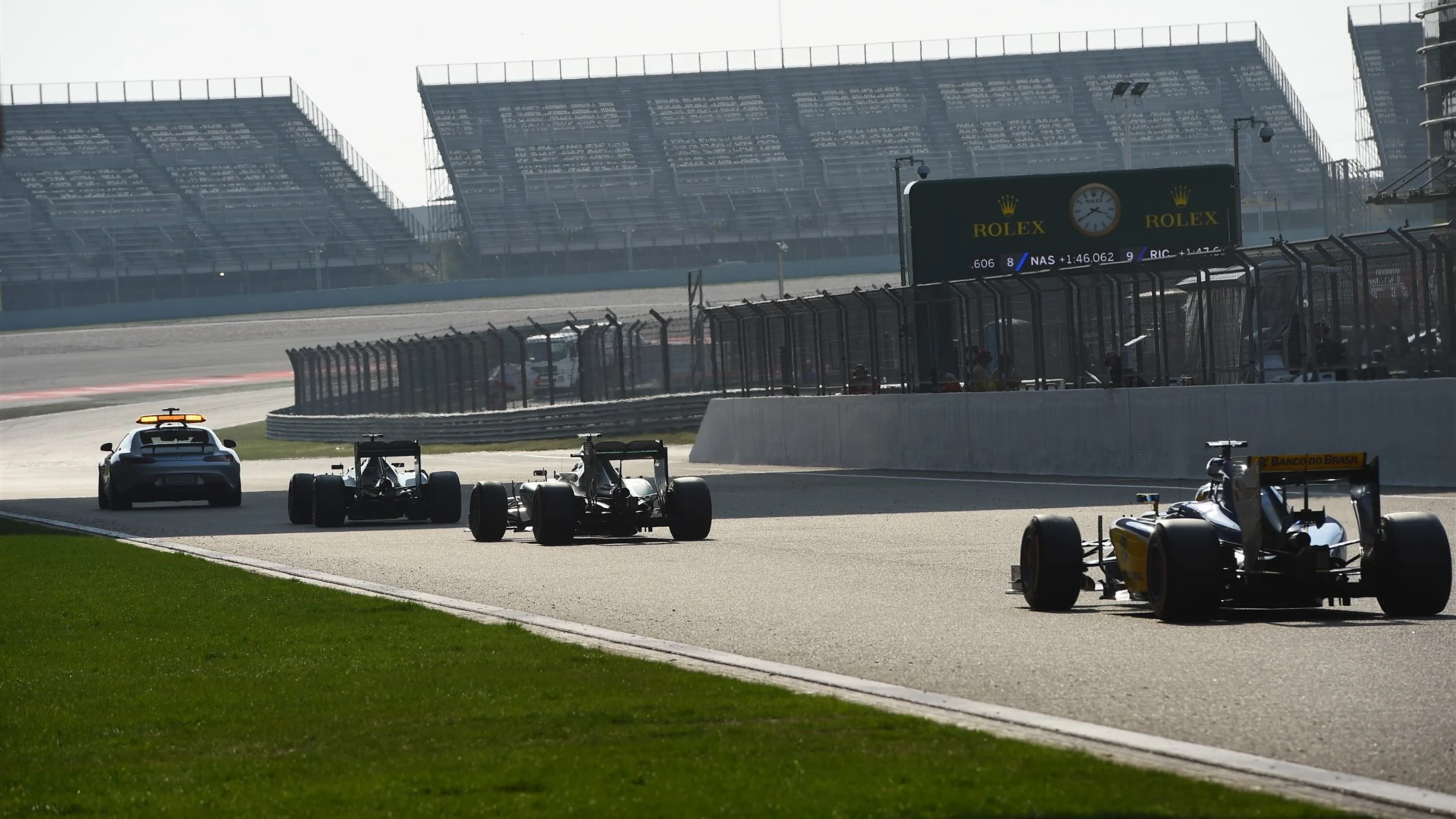 Safety Car leads the field at the end of the race at Formula One World Championship, Rd3, Chinese