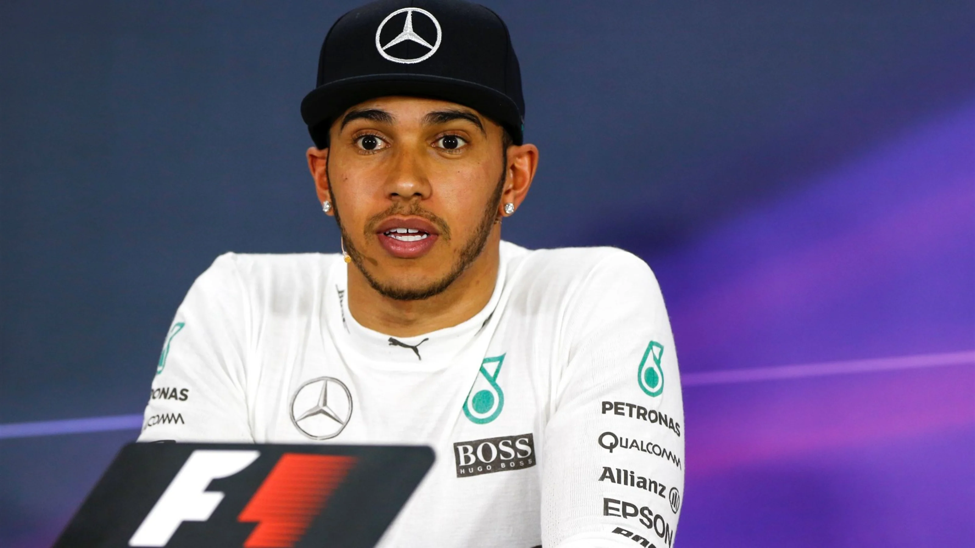 Lewis Hamilton (GBR) Mercedes AMG F1 in the Press Conference at Formula One World Championship,