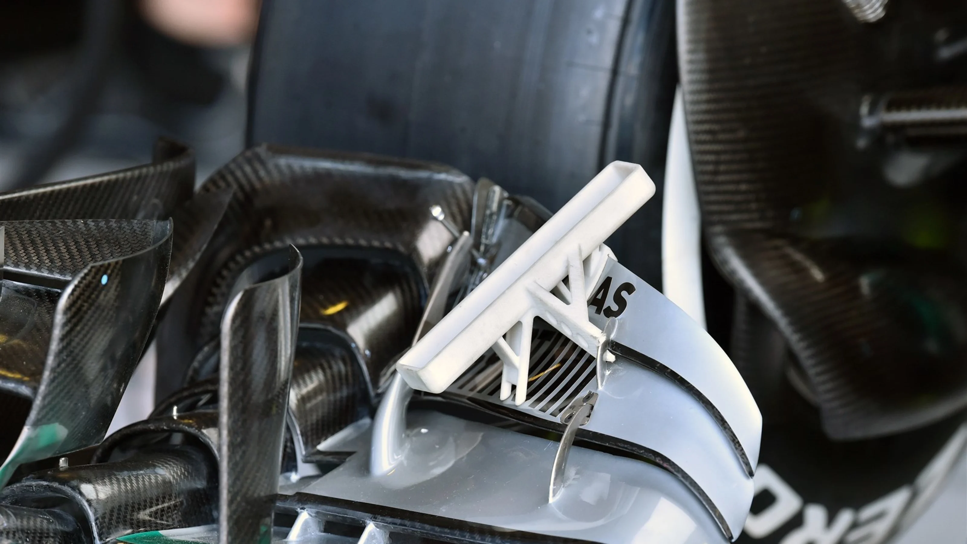 Mercedes AMG F1 W06 front wing detail at Formula One World Championship, Rd10, Hungarian Grand