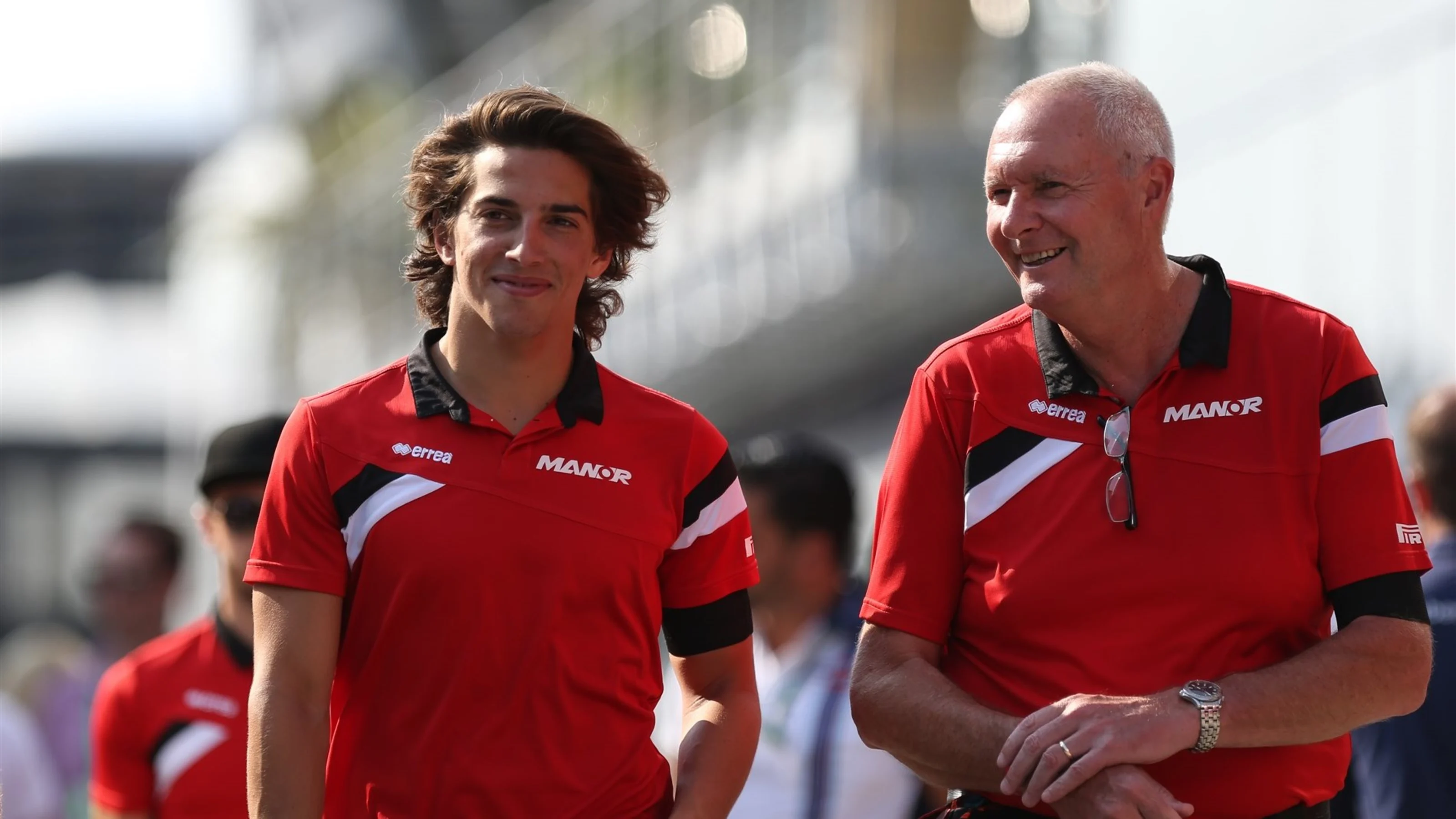 Roberto Merhi (ESP) Manor GP and John Booth (GBR) Manor GP Team Principal at Formula One World
