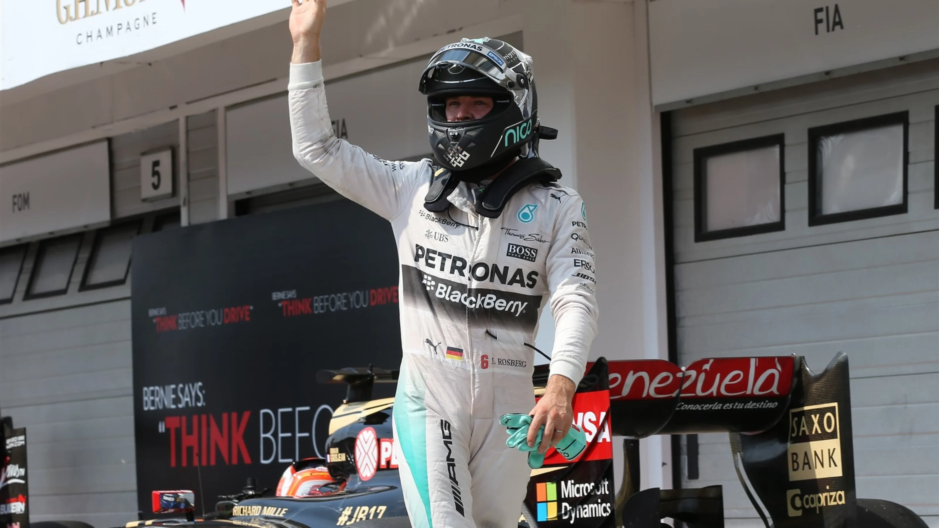 Nico Rosberg (GER) Mercedes AMG F1 celebrates in parc ferme at Formula One World Championship,