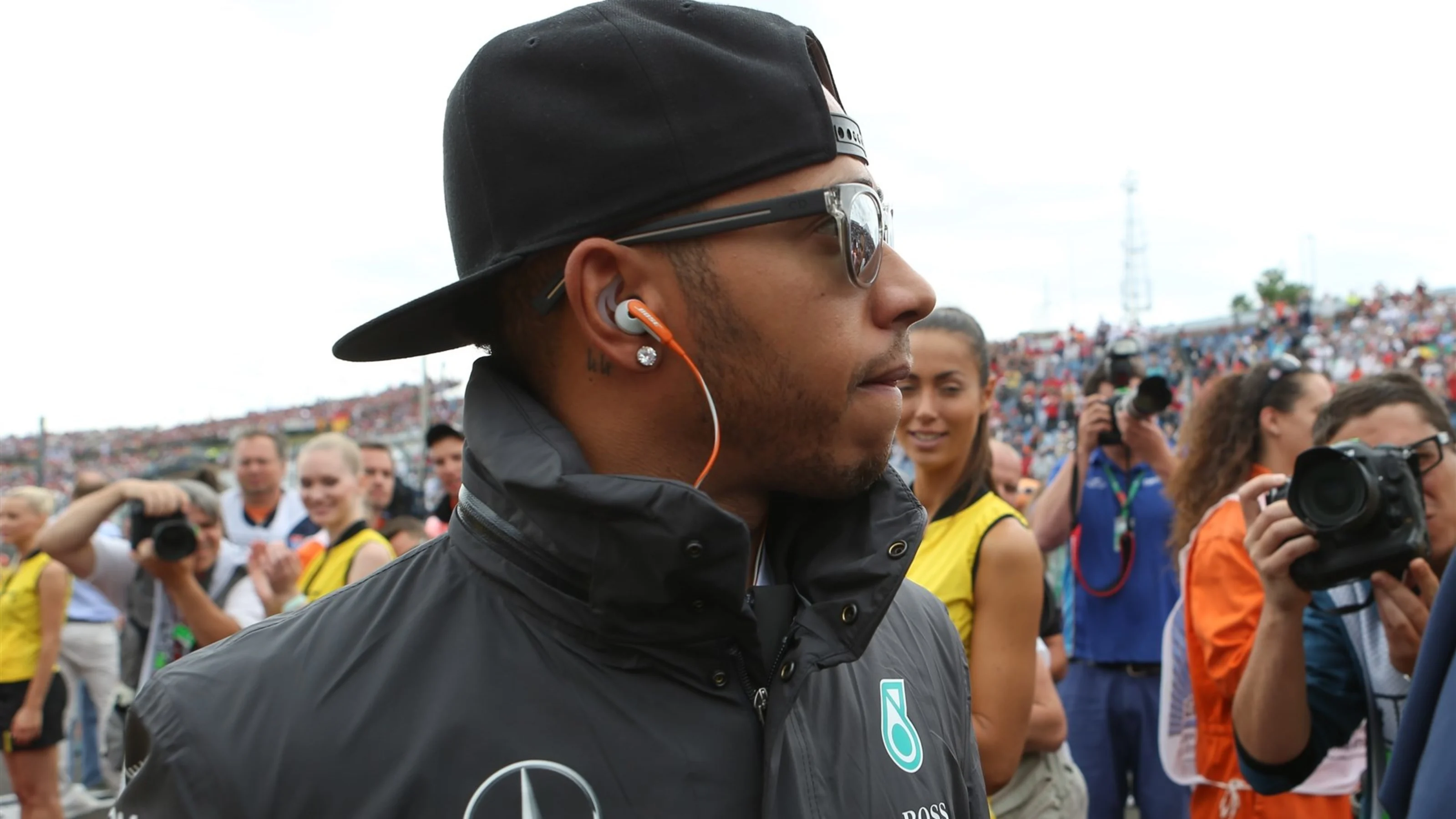 Lewis Hamilton (GBR) Mercedes AMG F1 on the drivers parade at Formula One World Championship, Rd10,