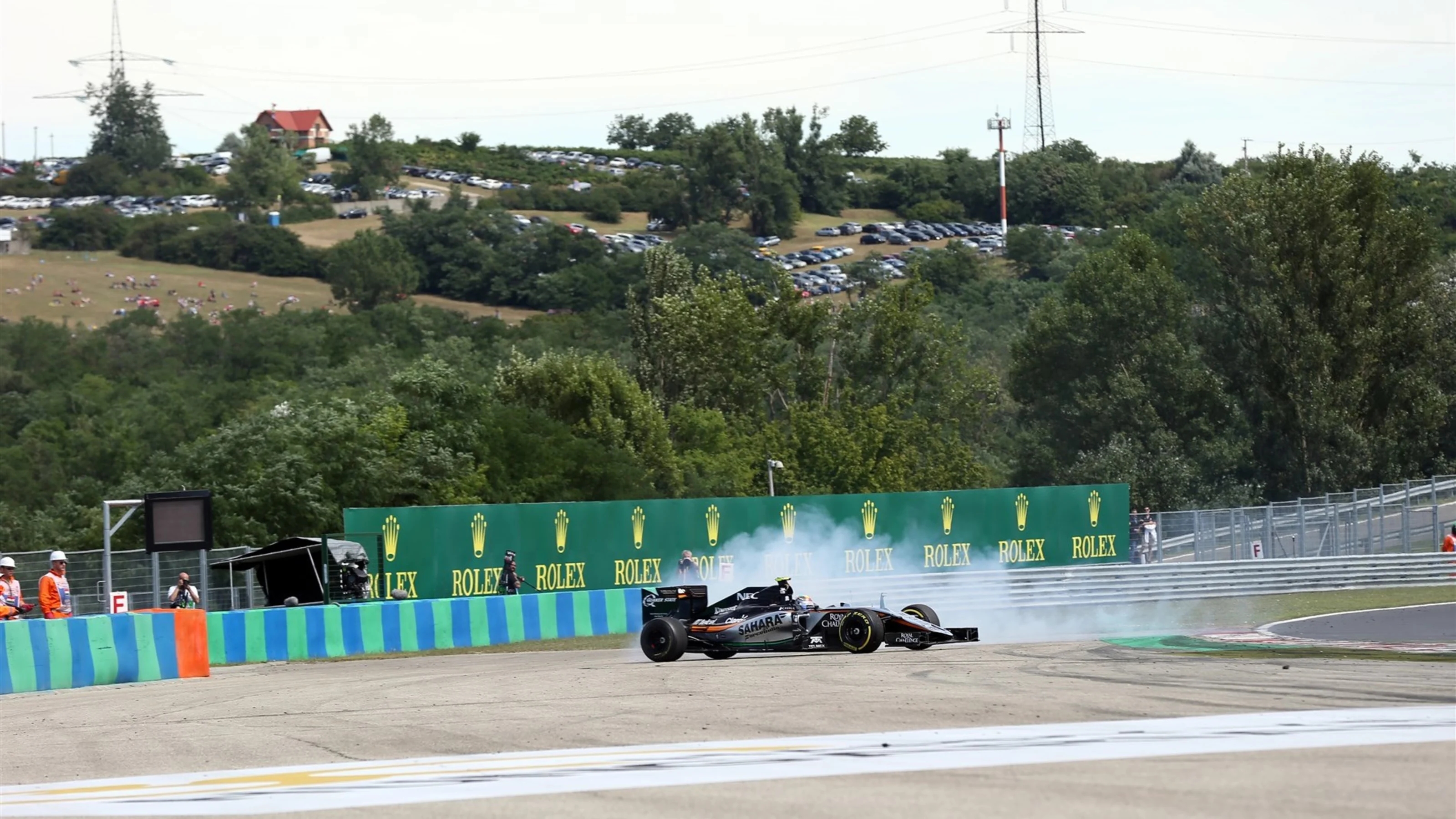 Sergio Perez (MEX) Force India VJM08 spins at Formula One World Championship, Rd10, Hungarian Grand