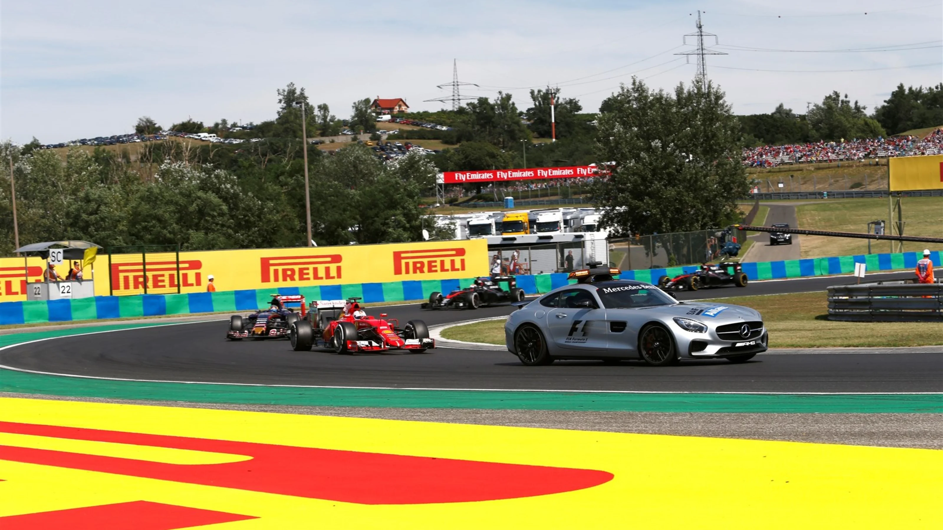Safety Car leads out the cars at Formula One World Championship, Rd10, Hungarian Grand Prix, Race,