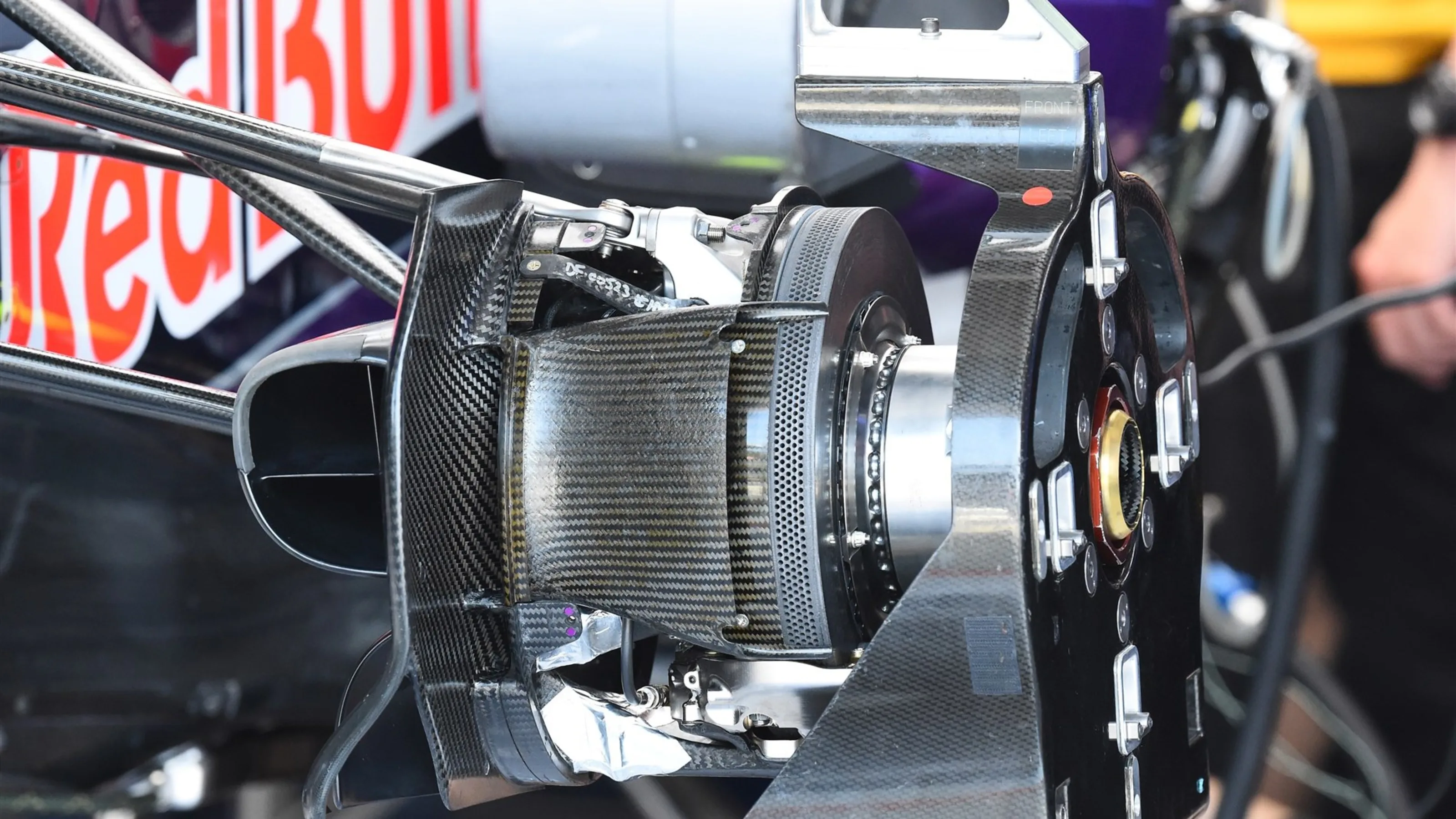 Red Bull Racing RB11 wheel hub detail at Formula One World Championship, Rd10, Hungarian Grand