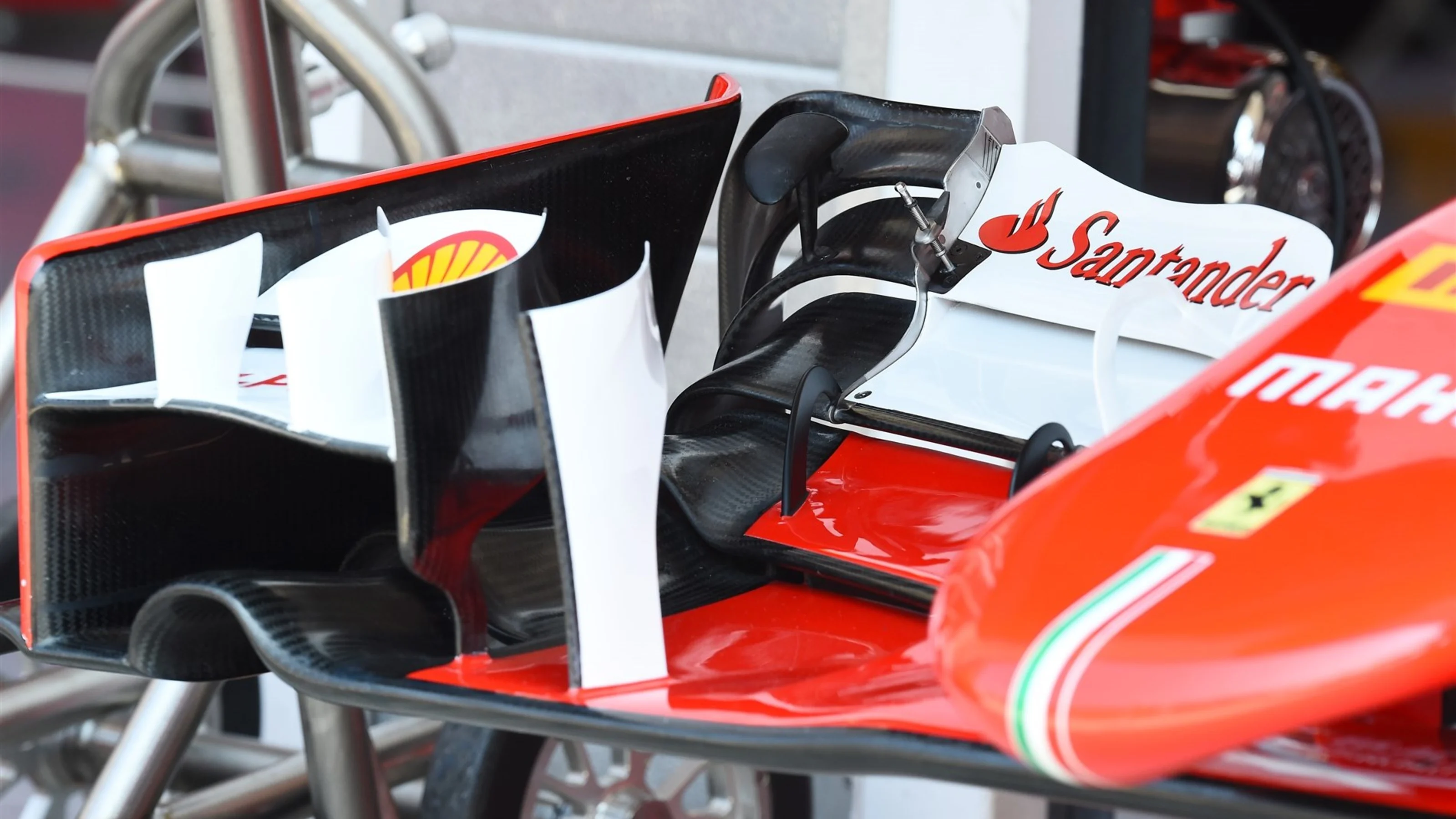 Ferrari SF15-T front wing detail at Formula One World Championship, Rd10, Hungarian Grand Prix,