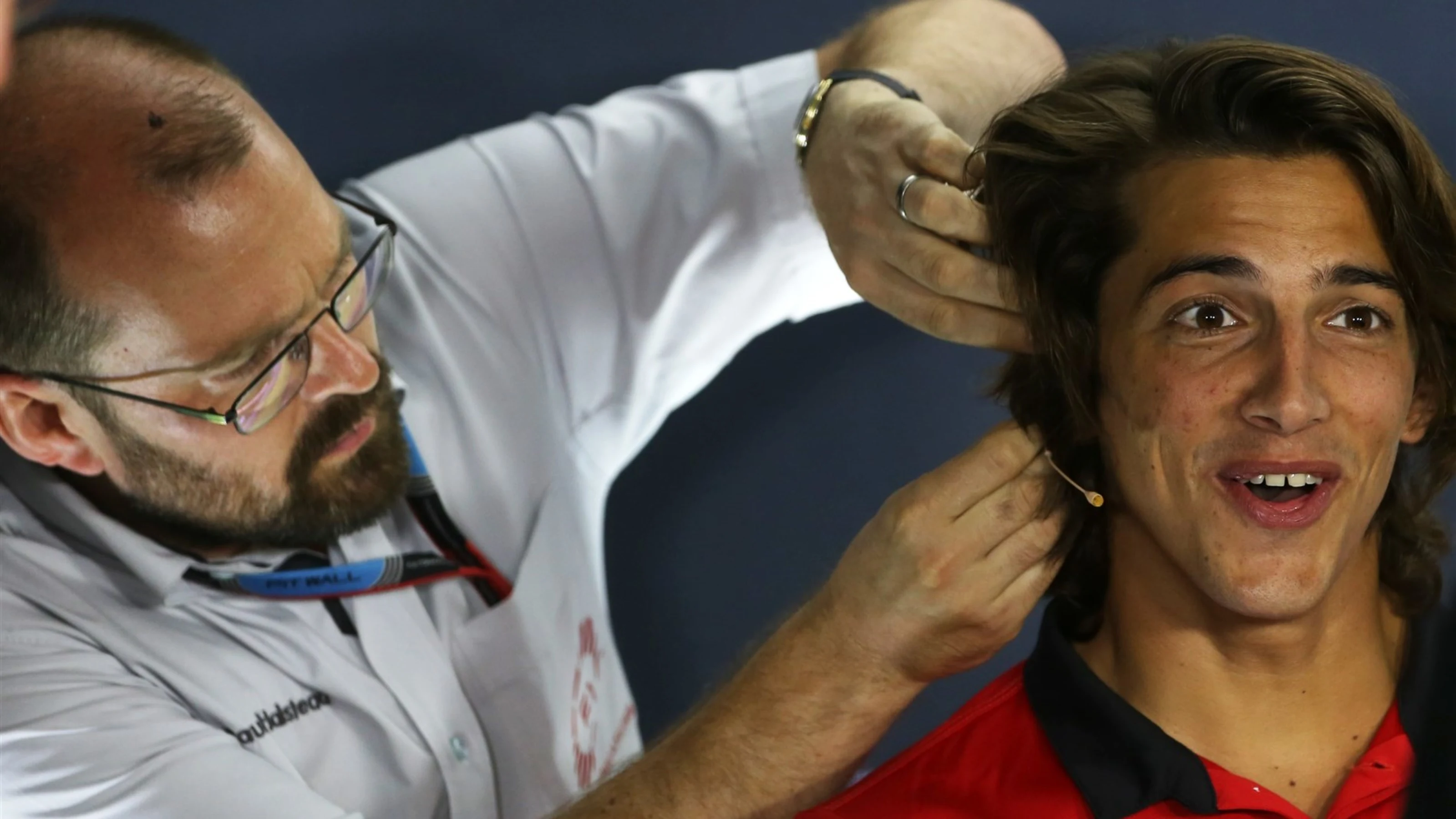 Roberto Merhi (ESP) Manor GP in the press conference at Formula One World Championship, Rd10,
