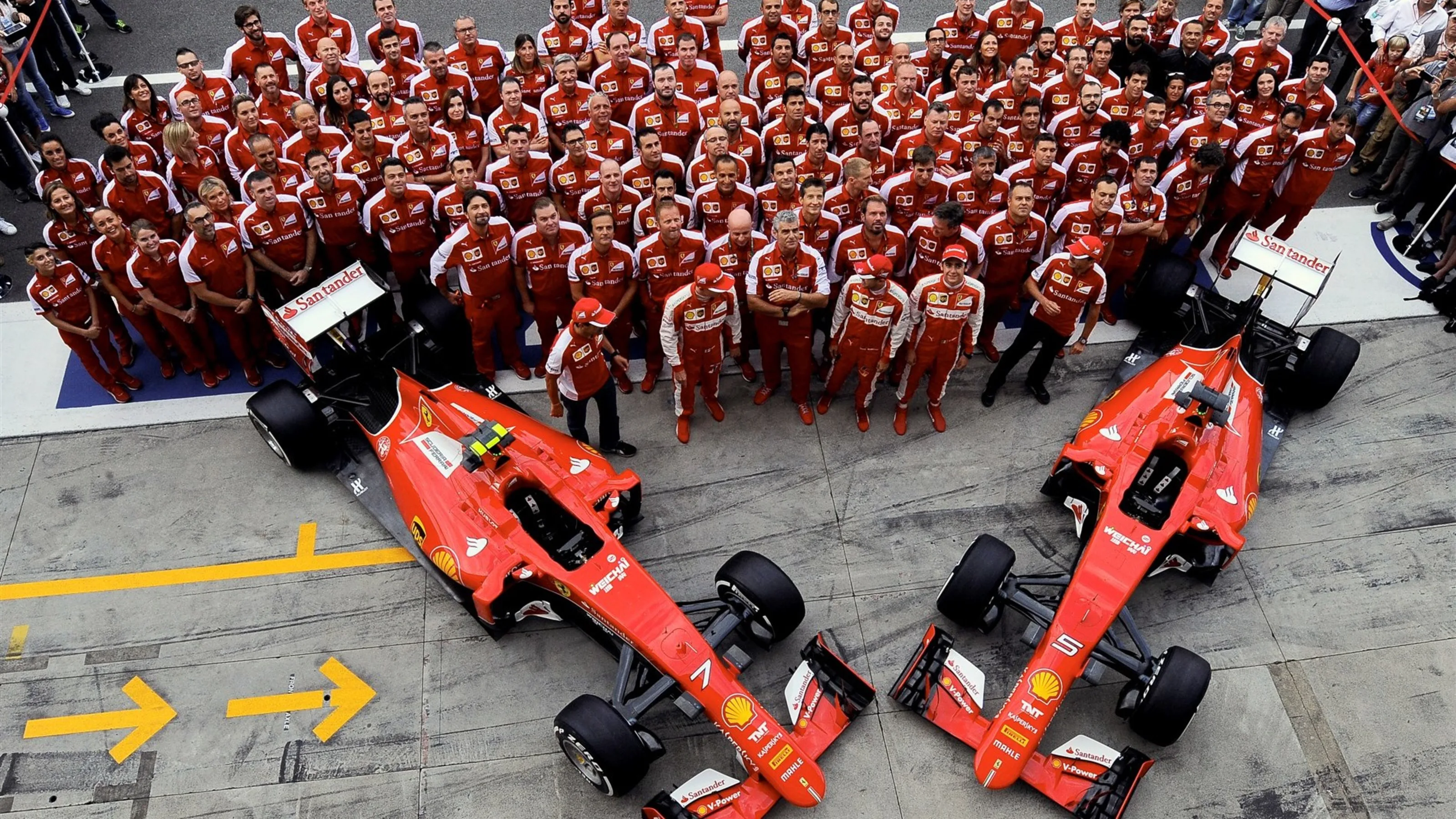 Ferrari SF15-T Team photo at Formula One World Championship, Rd12, Italian Grand Prix, Practice,