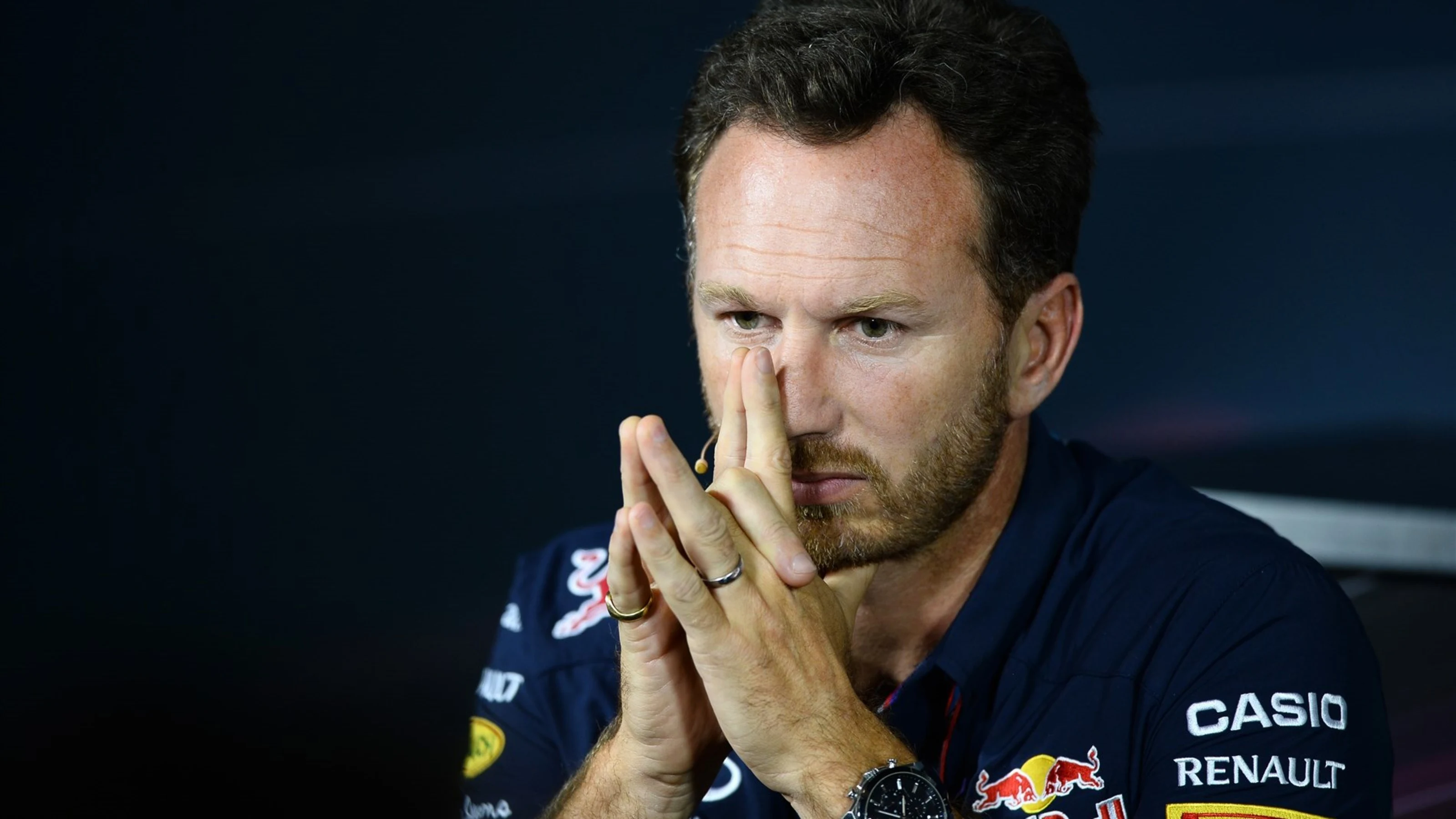 Christian Horner (GBR) Red Bull Racing Team Principal in the Press Conference at Formula One World