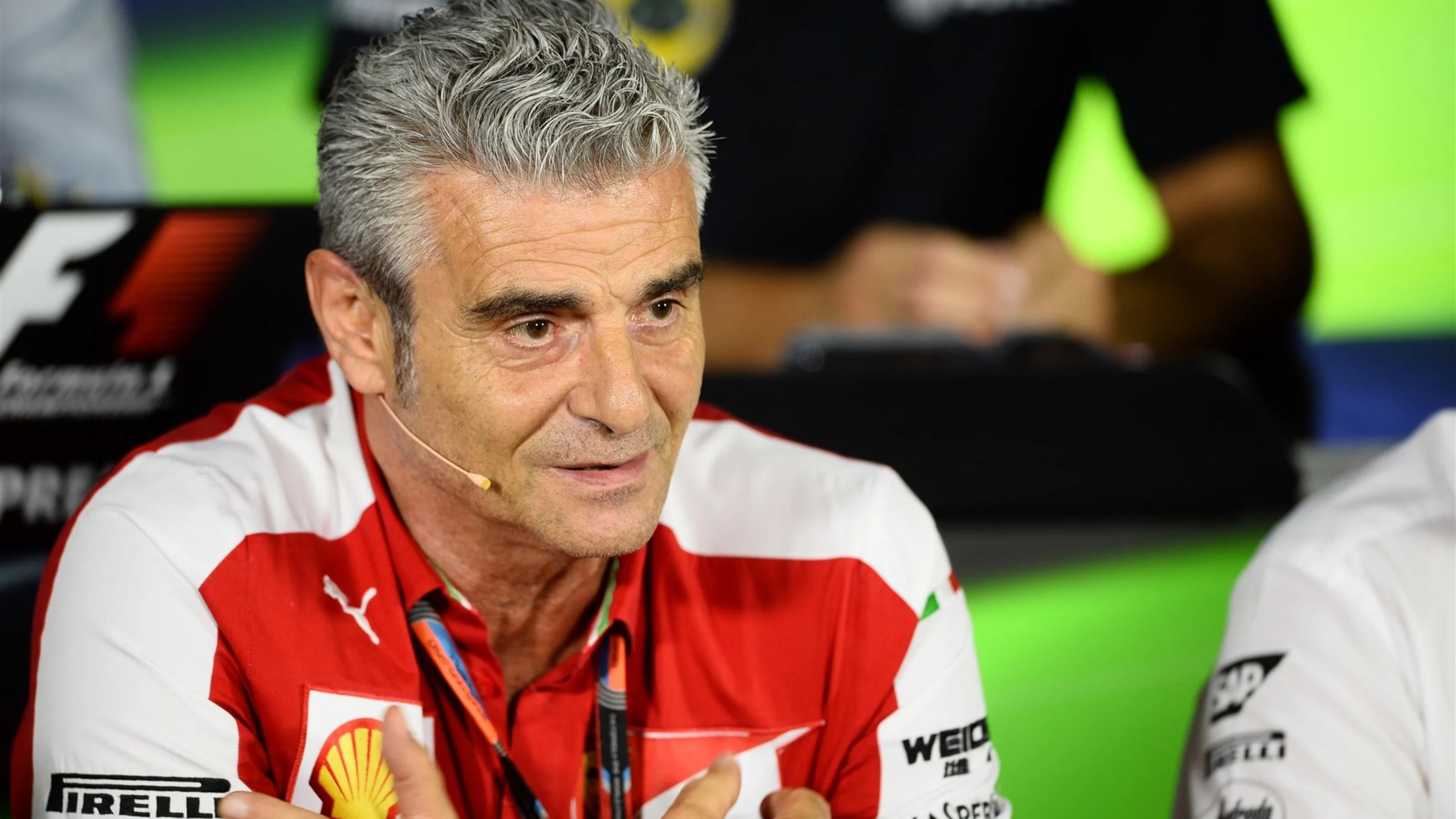 Maurizio Arrivabene (ITA) Ferrari Team Principal in the press conference at Formula One World