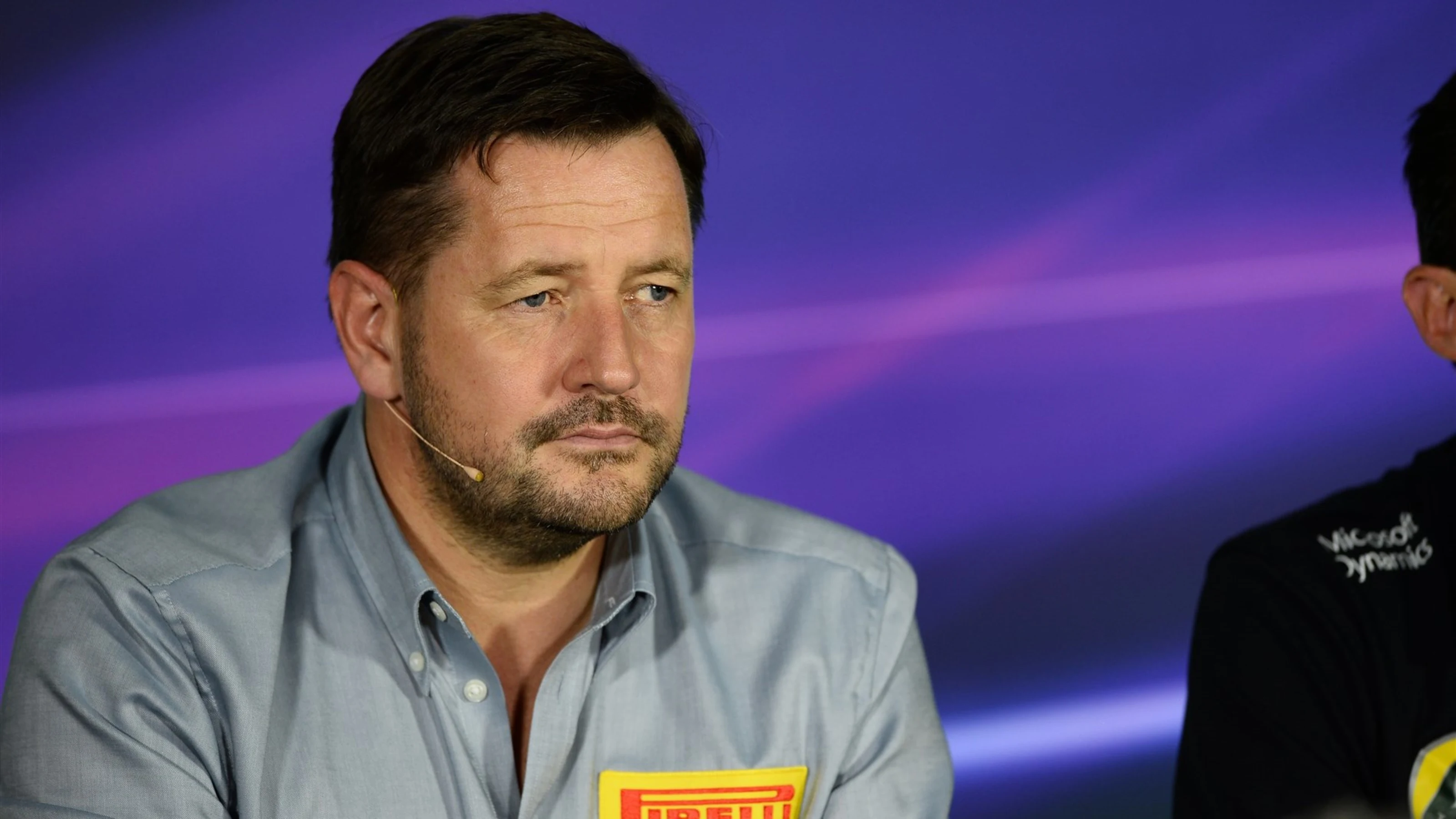 Paul Hembery (GBR) Pirelli Motorsport Director in the press conference at Formula One World