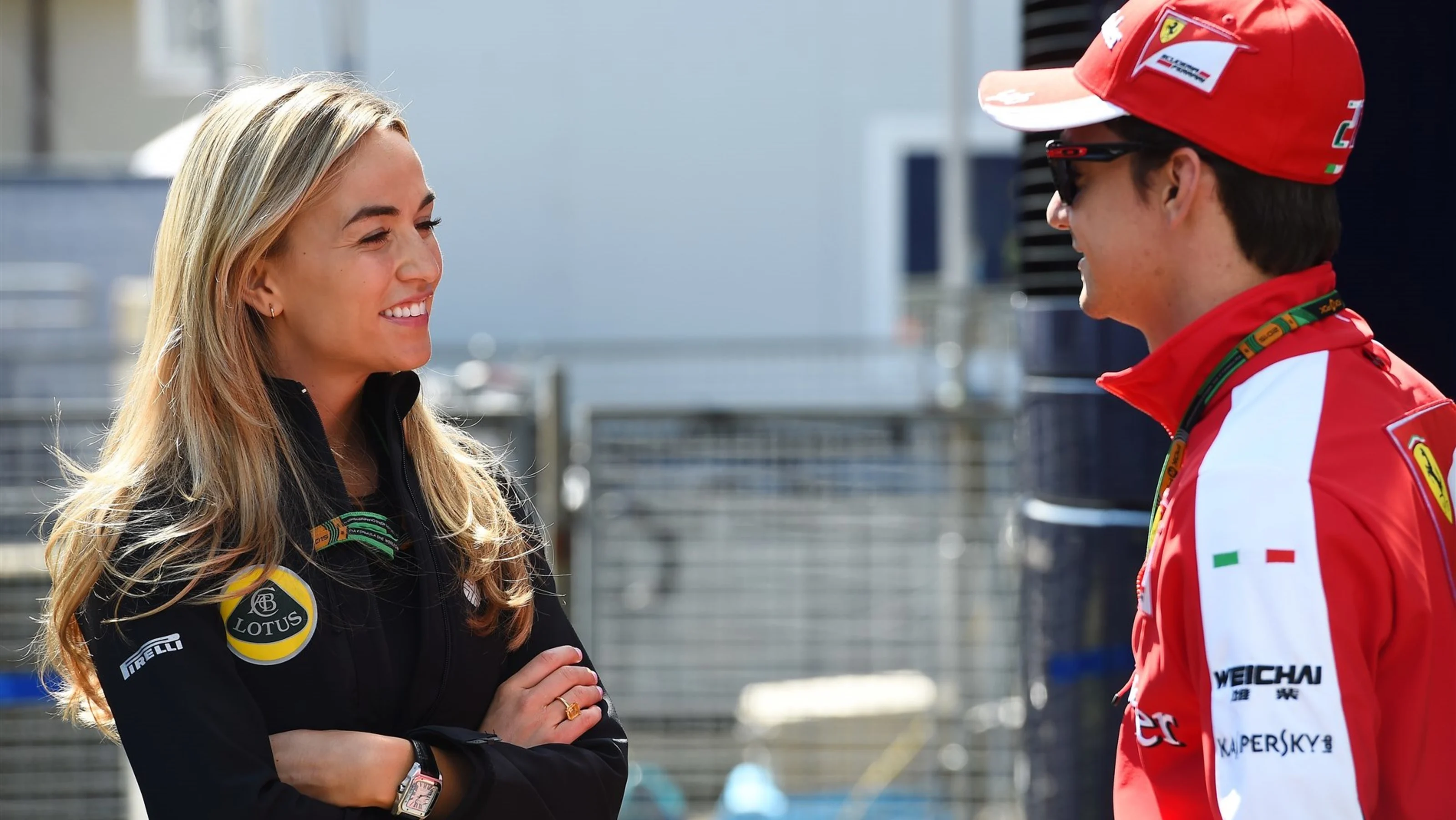 Carmen Jorda (ESP) Lotus F1 Development Driver and Giancarlo Fisichella (ITA) Ferrari at Formula