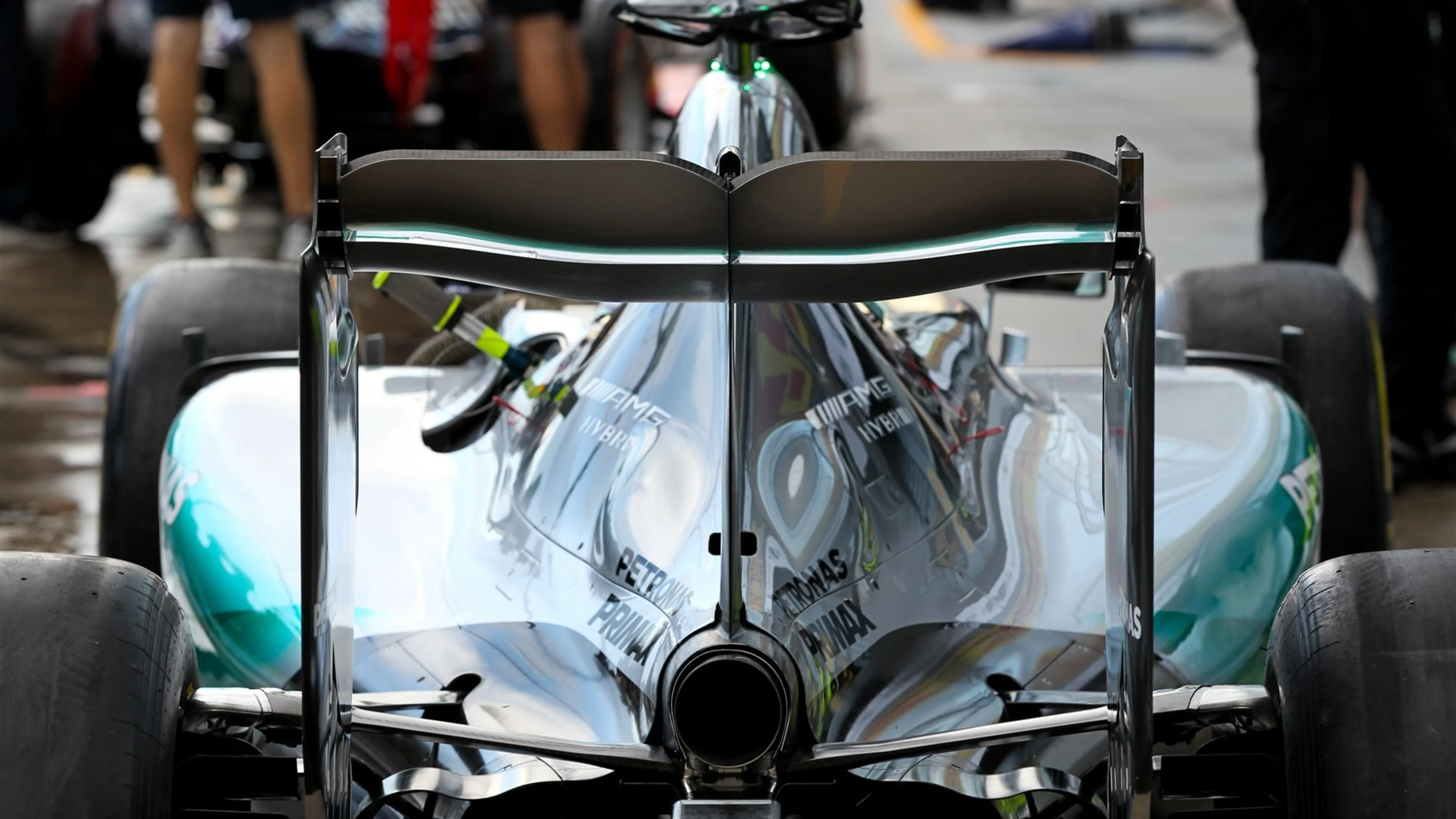 Mercedes AMG F1 W06 rear wing detail at Formula One World Championship, Rd12, Italian Grand Prix,