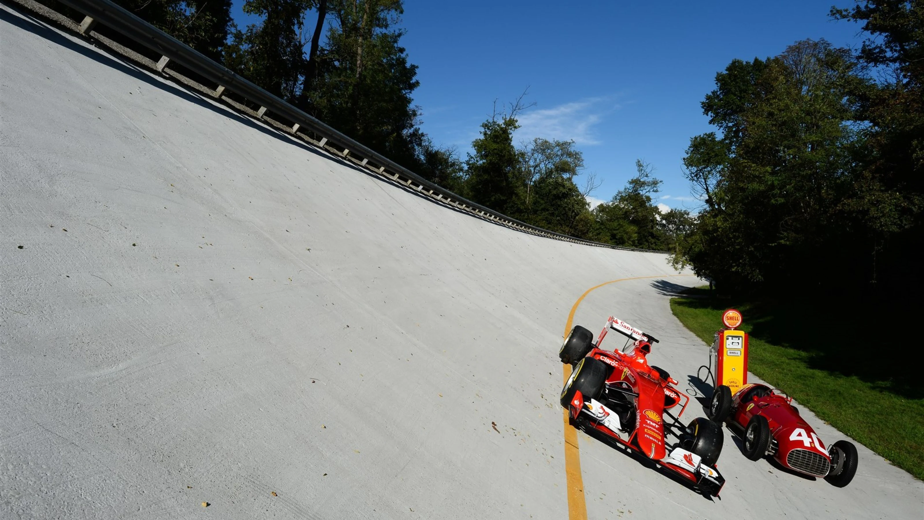 Shell announce new innovation partnership with Ferrari on the Monza banking with F1 car and Ferrari
