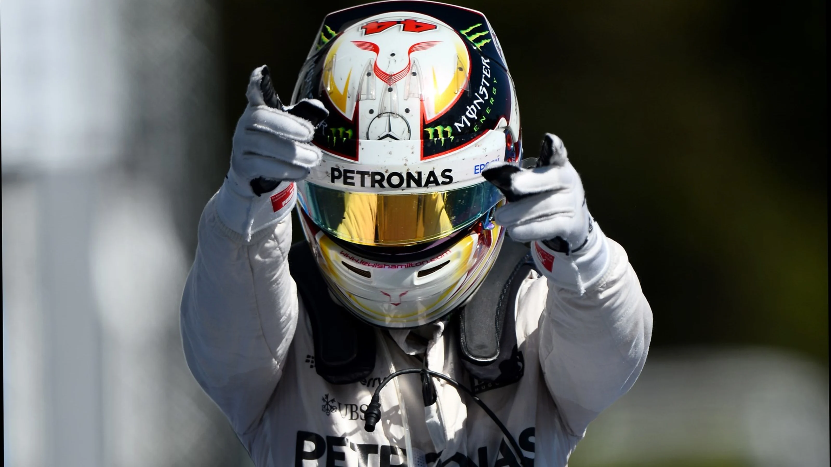 Race winner Lewis Hamilton (GBR) Mercedes AMG F1 celebrates in parc ferme at Formula One World