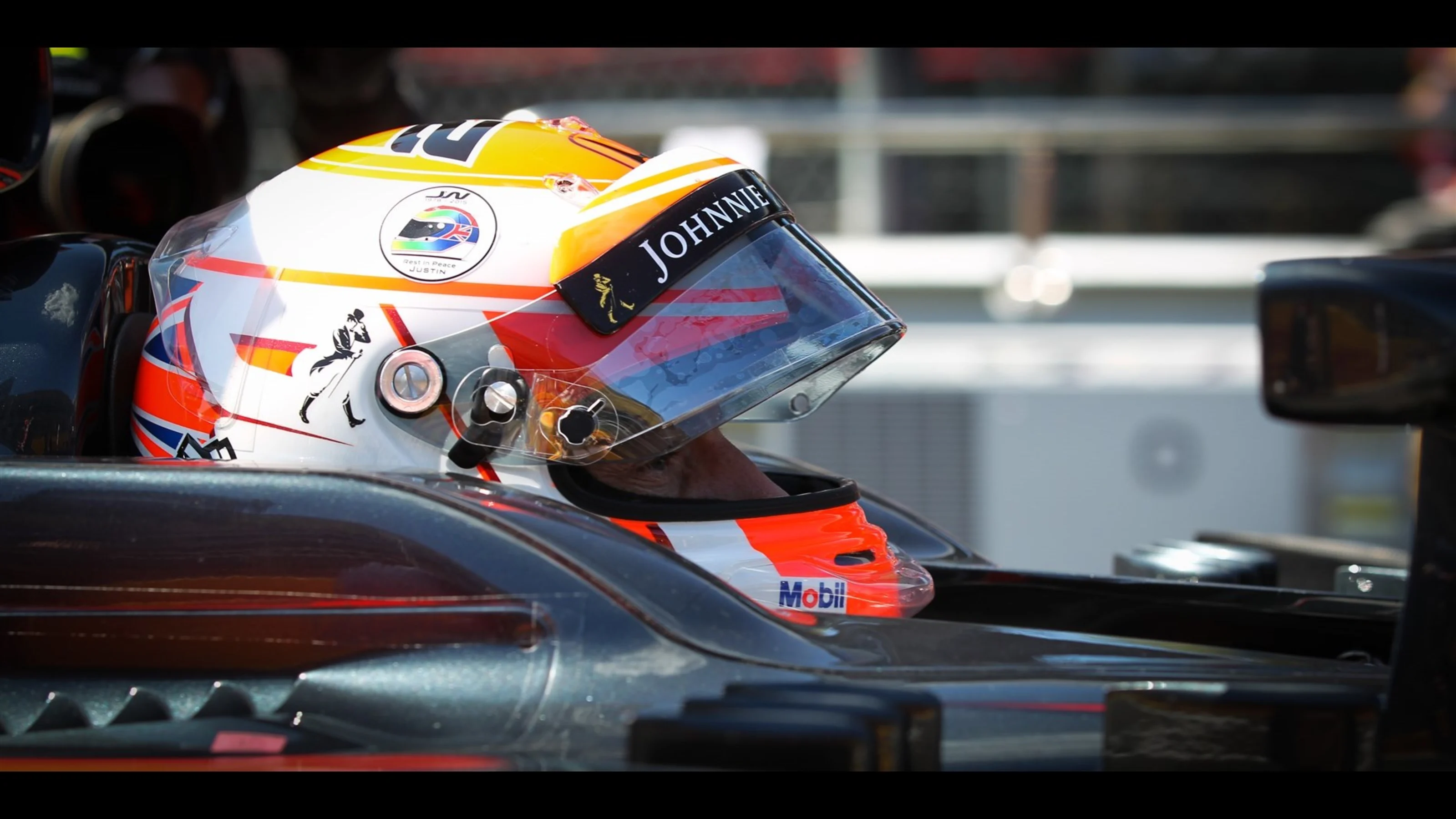 Jenson Button (GBR) McLaren MP4-30 on the grid at Formula One World Championship, Rd12, Italian