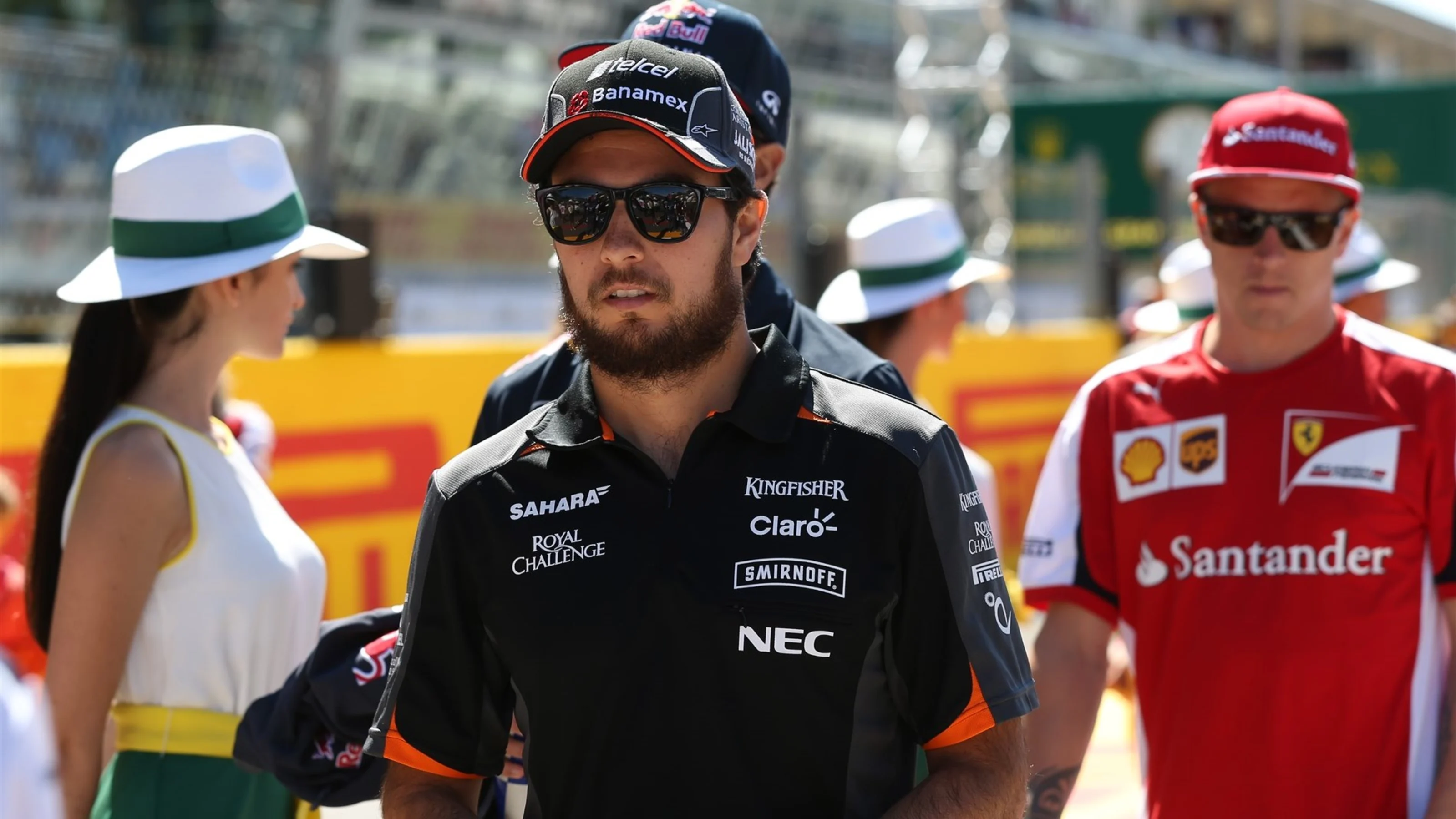 Sergio Perez (MEX) Force India on the drivers parade at Formula One World Championship, Rd12,