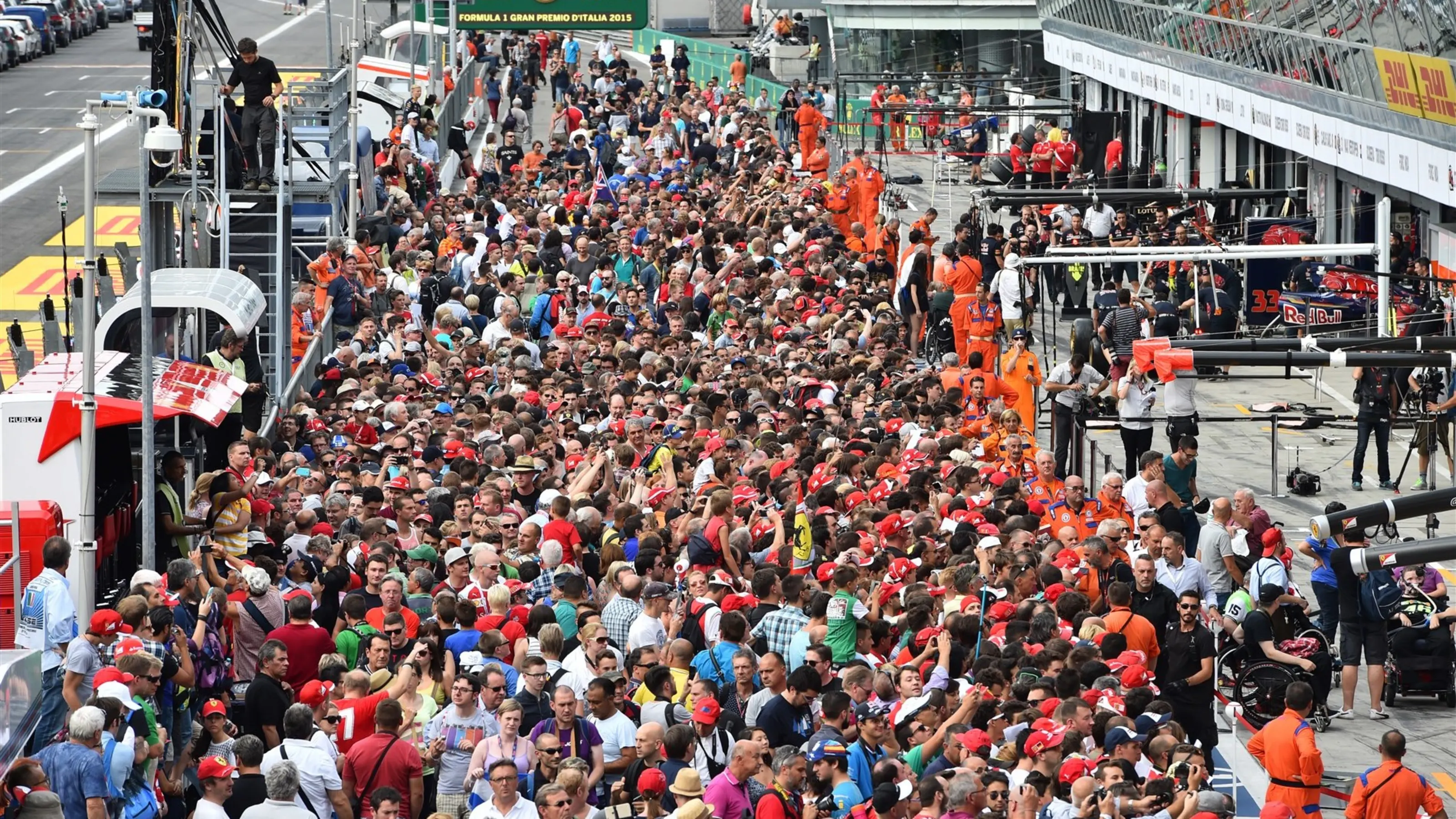 Fans in pit lane at Formula One World Championship, Rd12, Italian Grand Prix, Preparations, Monza,